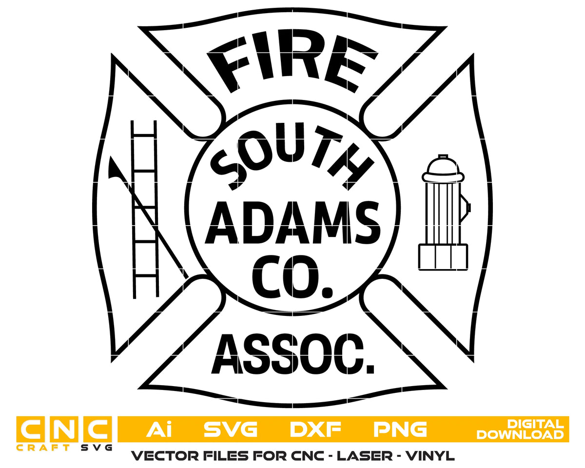 South Adams County Fire Association Badge Colorado SVG Firefighter Vector