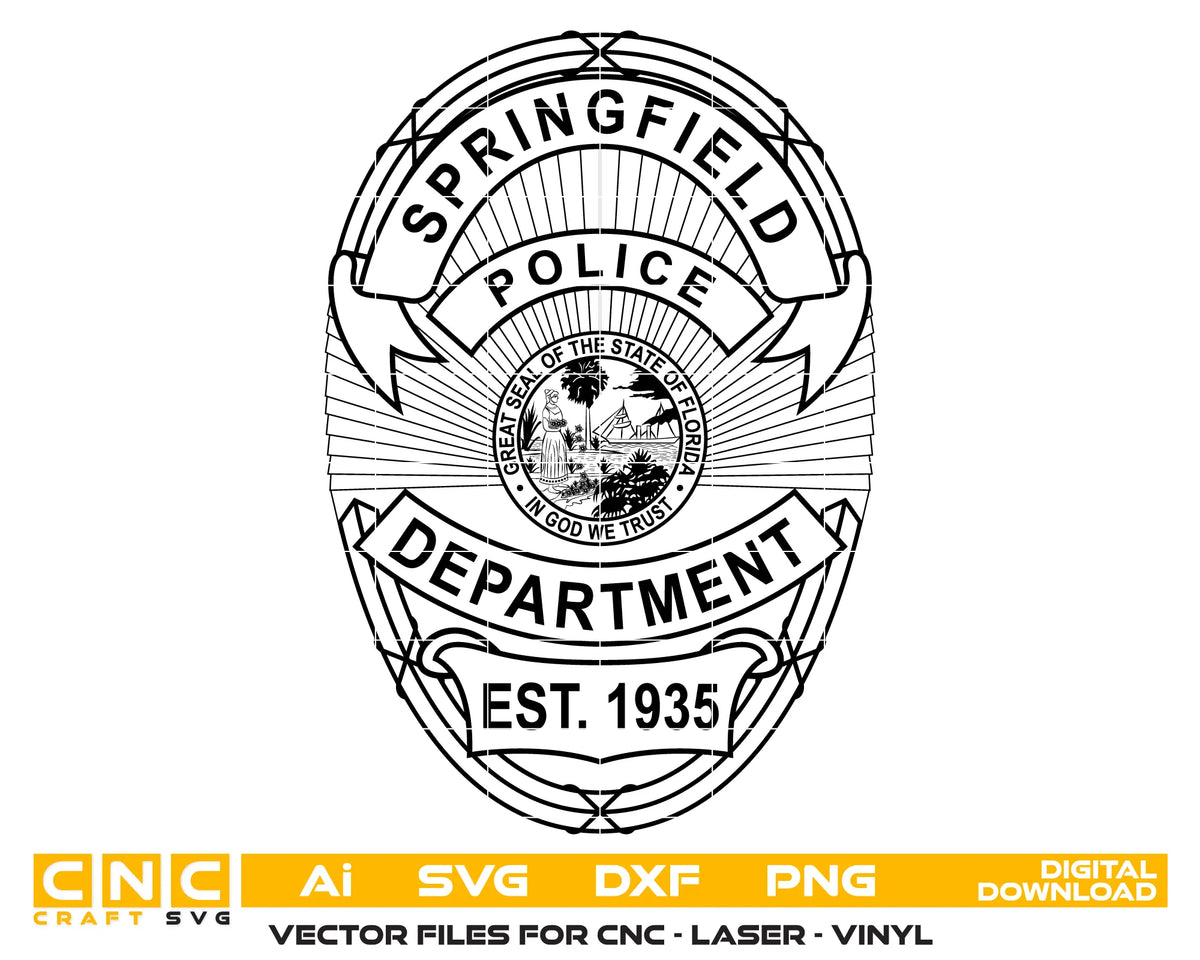 Springfield Police Department Badge SVG Florida Law Enforcement Vector
