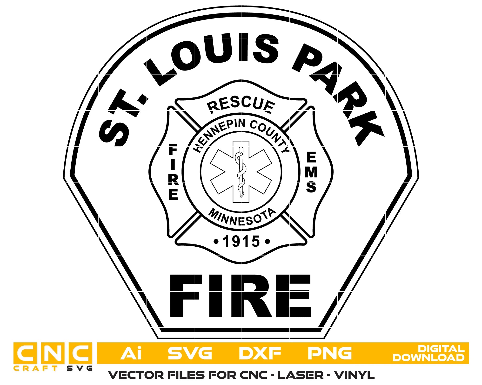 St. Louis Park Fire Department Patch Minnesota SVG Minnesota Firefighter Vector