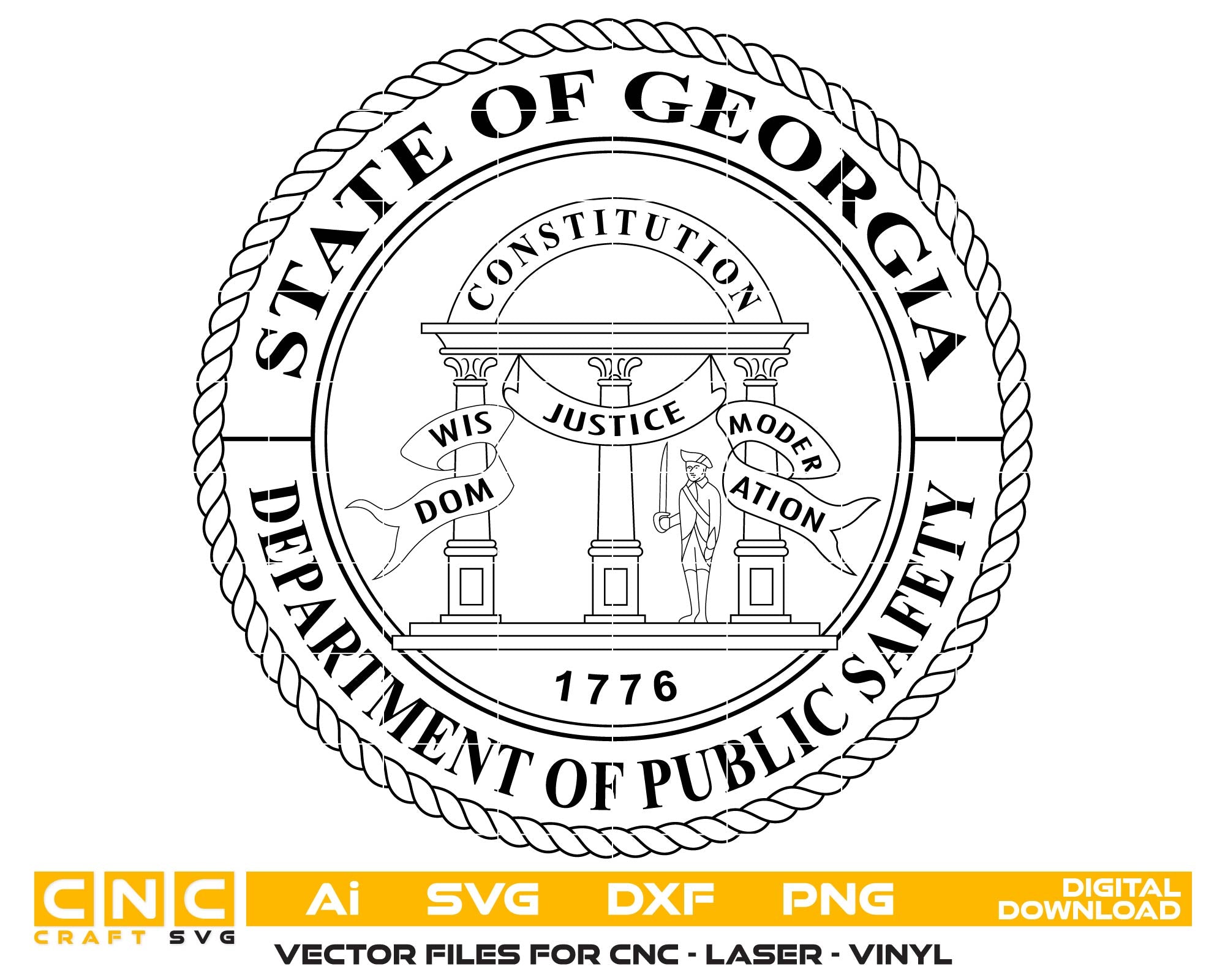 Georgia Department of Public Safety Seal SVG for CNC
GA Public Safety Official Emblem Vector Design
State of Georgia DPS Logo for Laser Production