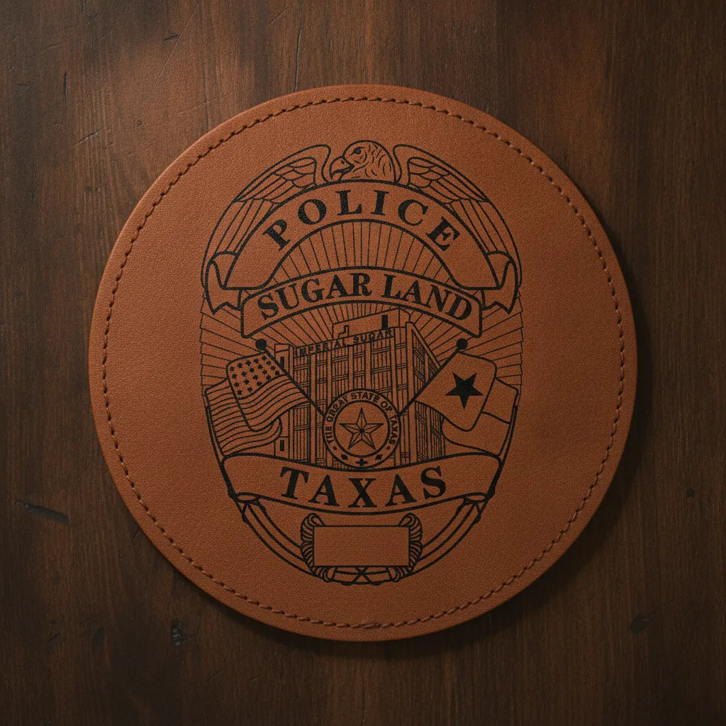 Sugar Land TX Police Department Badge SVG
Texas Law Enforcement Shield Vector
Imperial Sugar Building Engraving File
Eagle Topped Police Badge Sign CNC File
Blank Plate Police Shield Vector for Lasers