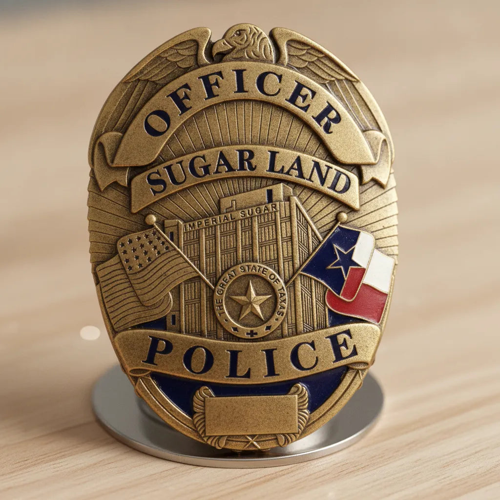 Sugar Land TX Police Officer Badge SVG
Texas Law Enforcement Shield Vector
Imperial Sugar Building Engraving File
Eagle Topped Officer Badge Sign CNC File
Blank Plate Police Shield Vector for Lasers