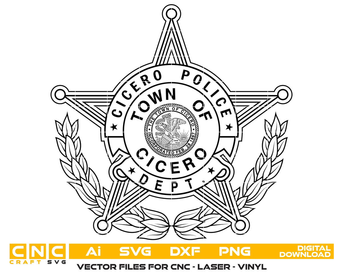 Town of Cicero Police Dept Badge SVG Illinois Law Enforcement Vector