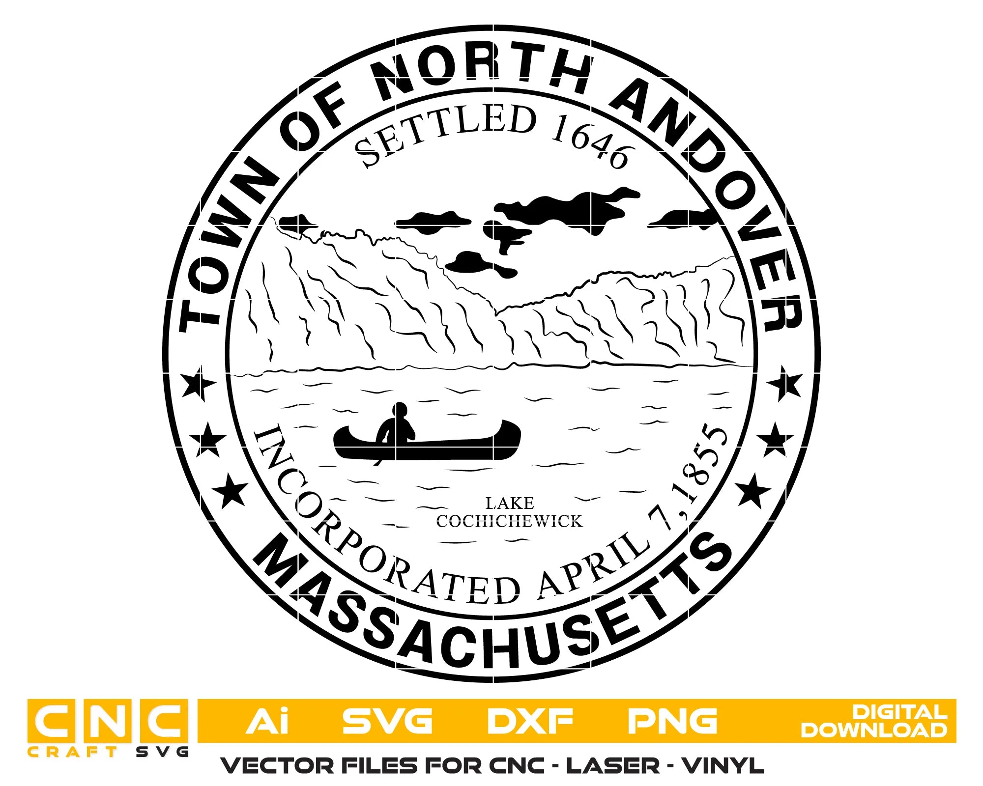 Town of North Andover Seal Massachusetts SVG Massachusetts Town Vector