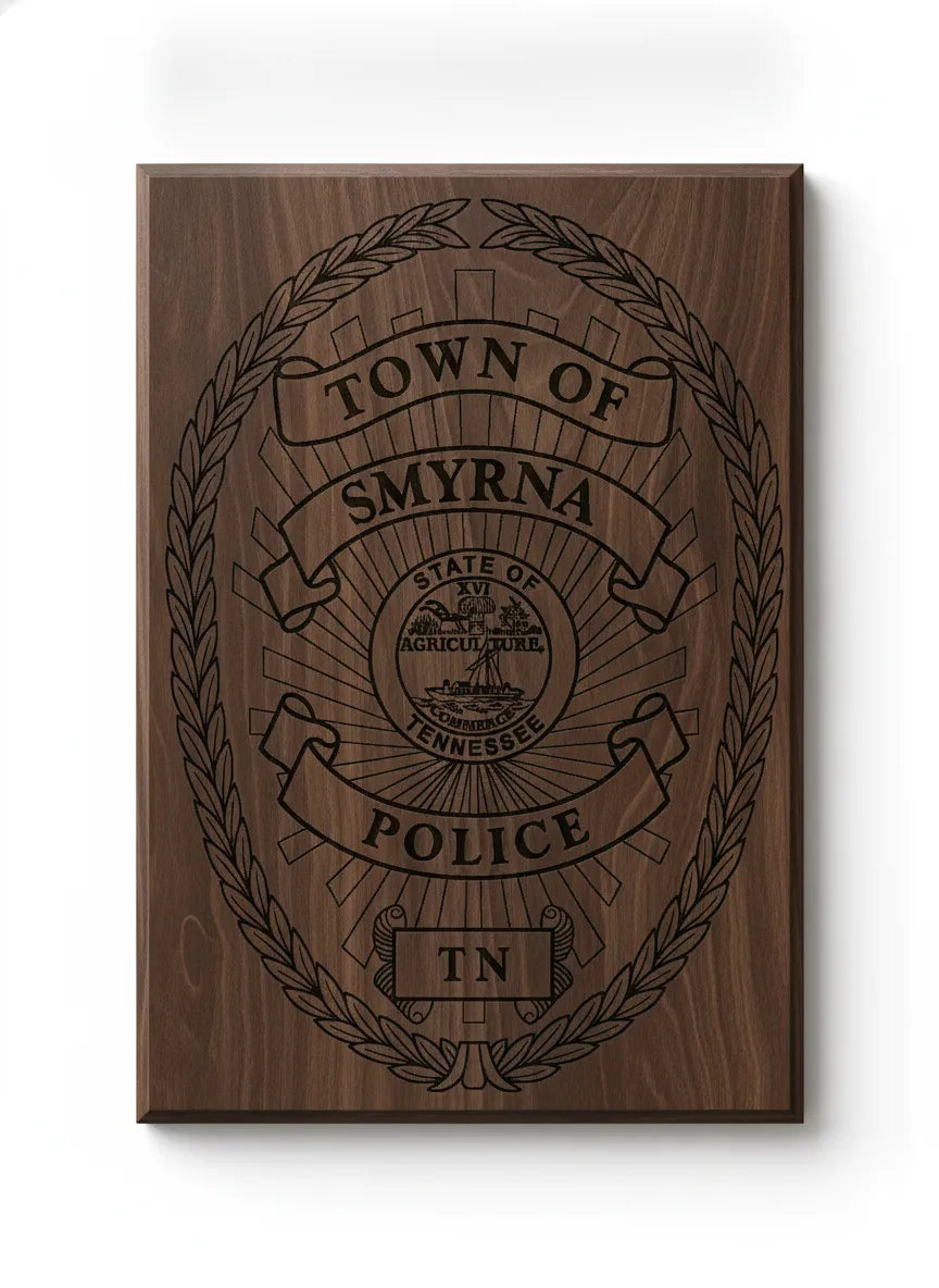 Town of Smyrna TN Police Department Badge SVG
Tennessee Law Enforcement Shield Vector
State of Tennessee Seal Engraving File
Laurel Wreath Police Badge Sign CNC File
Police Shield Vector for Laser Engraving