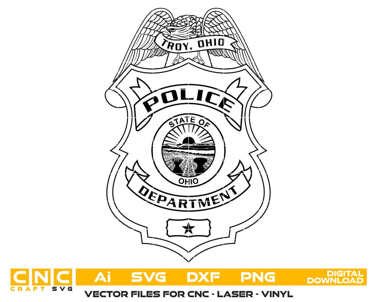 Troy Police Department Badge SVG Ohio Law Enforcement Vector