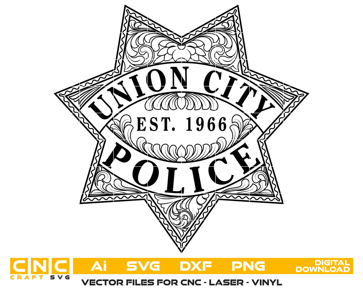 Union City Police Department Badge SVG California Law Enforcement Vector