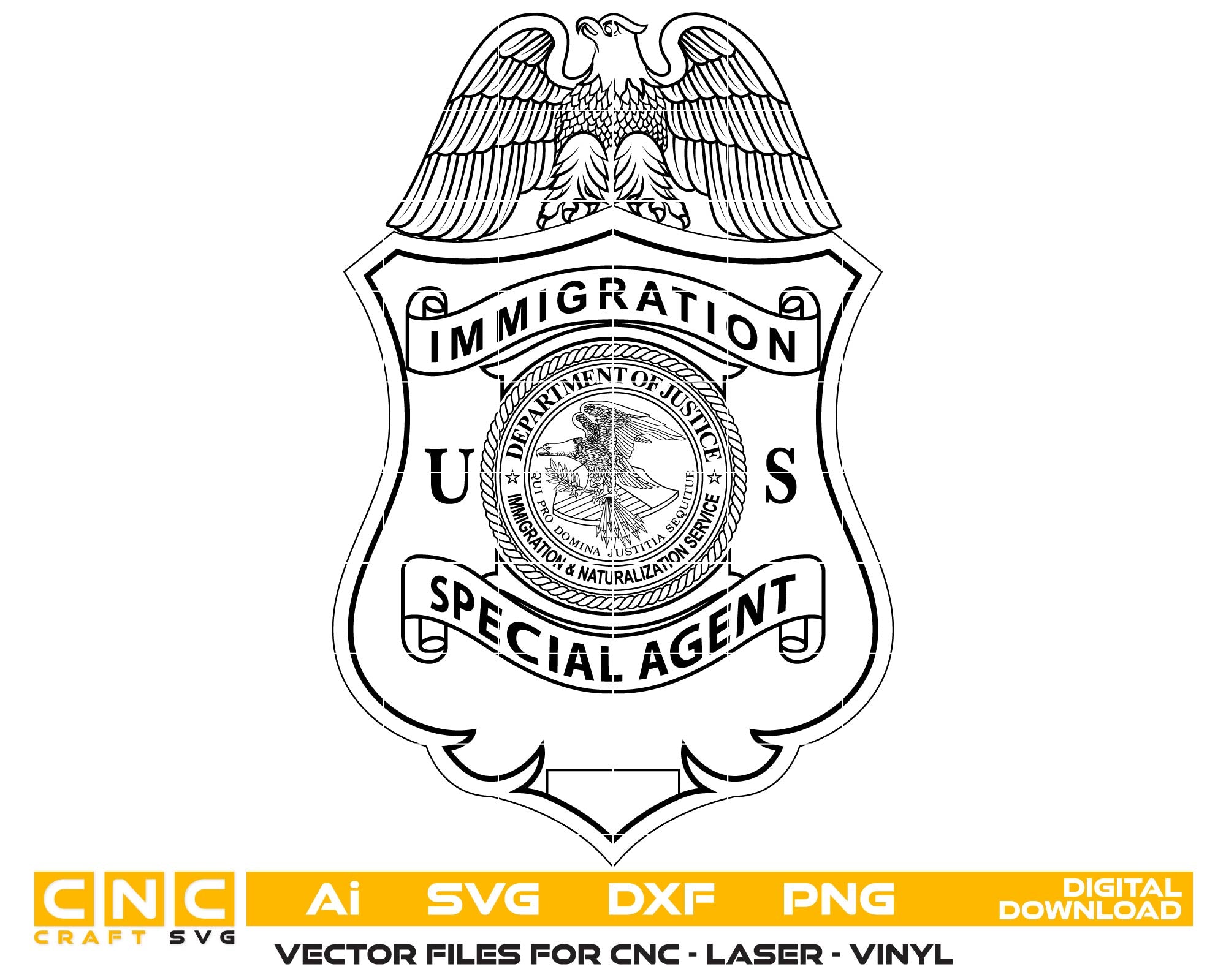 United States Immigration Special Agent Badge SVG
Immigration Special Agent Badge Vector
Federal Immigration Agent Badge SVG
U.S. Immigration Service Badge
Immigration Special Agent Badge Design