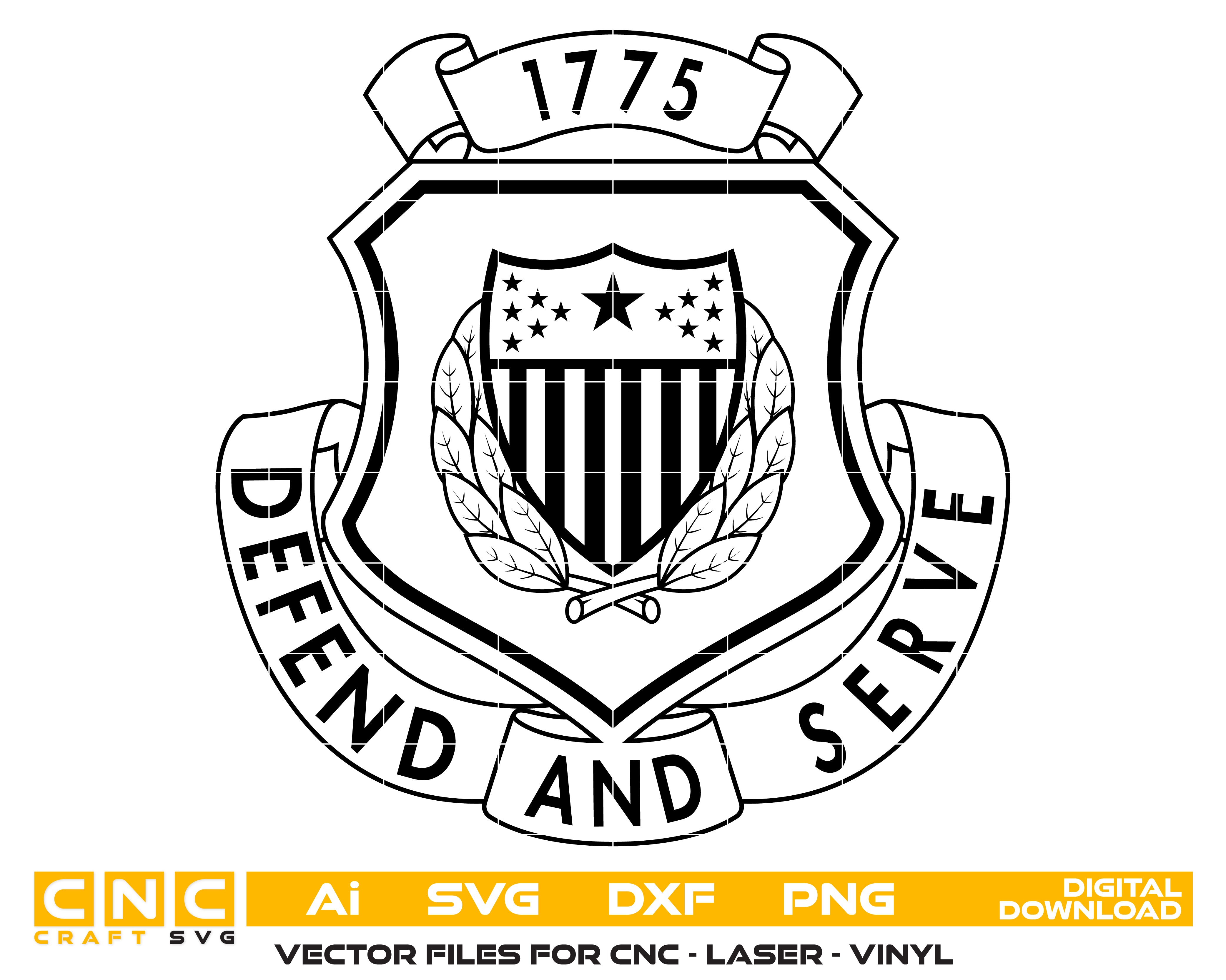 US Army Adjutant General Crest SVG
Military Regimental Shield Vector Design
Defend and Serve Army Emblem
AG Corps Crest Laser Engraving File
Military Plaque CNC Router File