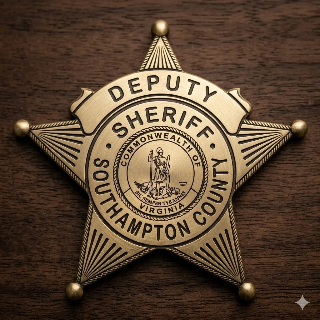Southampton County Deputy Sheriff Badge SVG
Virginia Law Enforcement Vector Design
Deputy Sheriff Badge Engraving File
Southampton County VA Sign CNC File
Virginia State Seal Badge Vector for Lasers