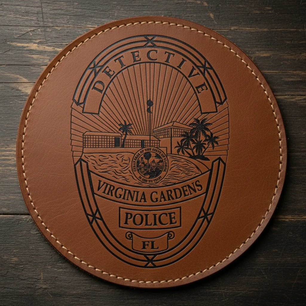 Virginia Gardens Police Detective Badge SVG
Florida Law Enforcement Vector Design
Tropical Police Badge Engraving File
Virginia Gardens FL Sign CNC File
State of Florida Seal Vector for Laser Cutting