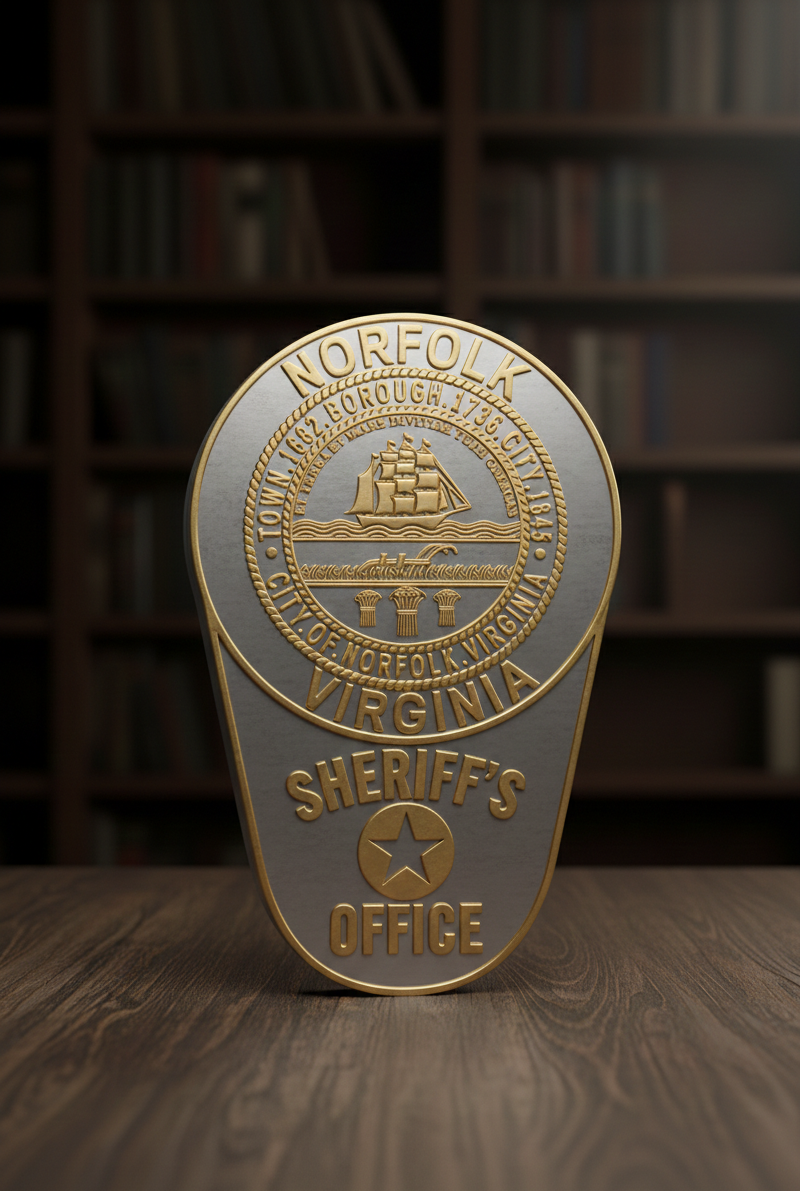 Norfolk Sheriffs Office Patch SVG
Virginia Law Enforcement Vector Design
City of Norfolk Seal Police Emblem
Sheriff Patch Shield Engraving File
Norfolk VA Sheriff CNC Router File