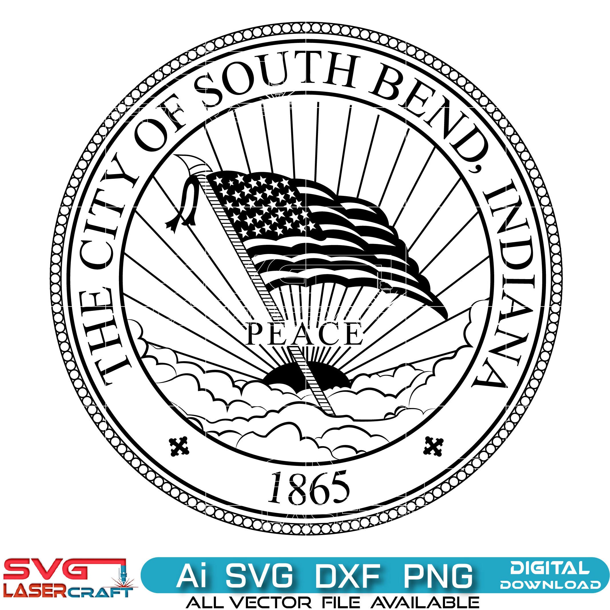 The City Of South Bend,Indiana seal vector Art