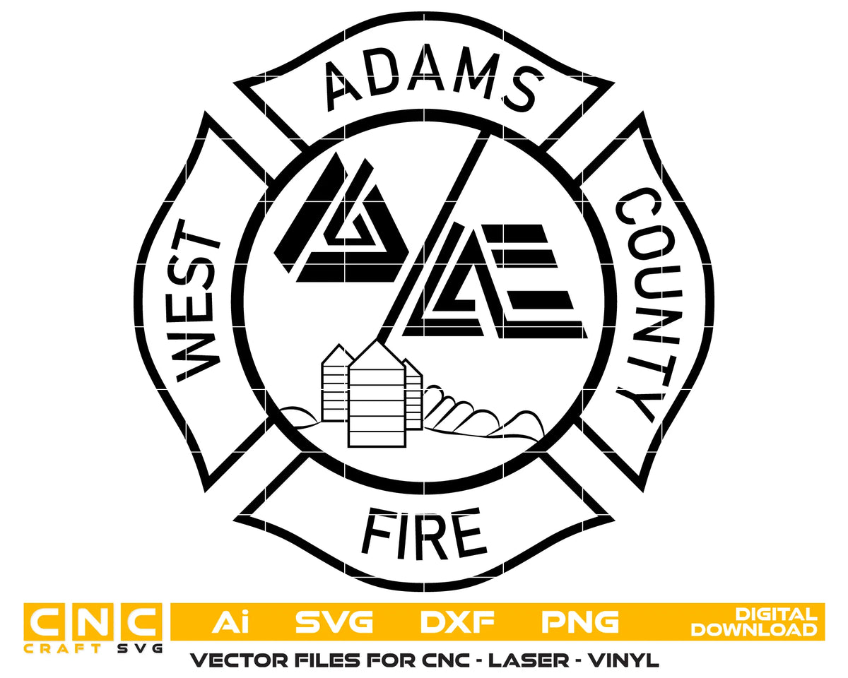 West Adams County Fire Department Badge SVG Firefighter Vector