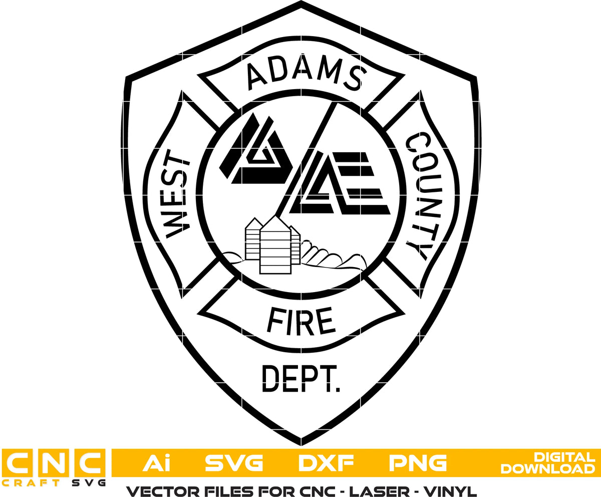 West Adams County Fire Department Patch SVG Firefighter Vector