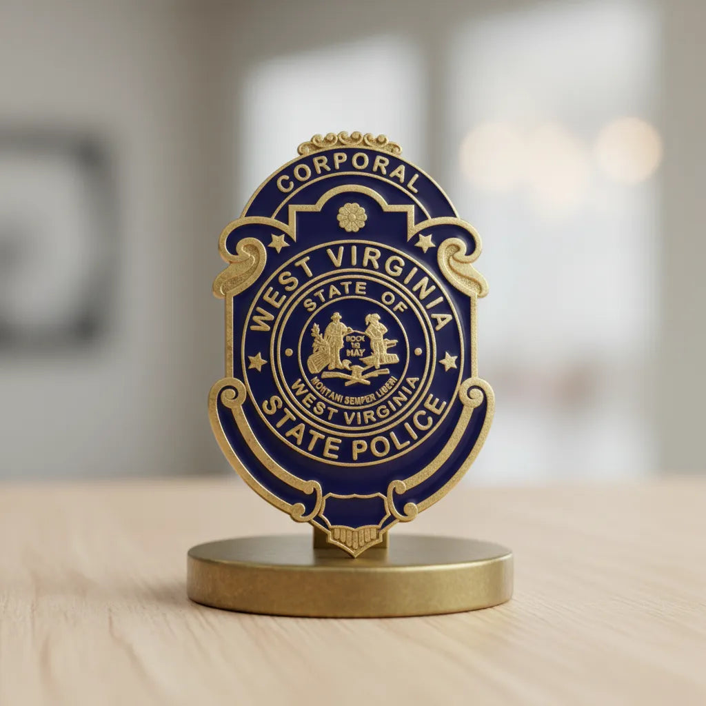 West Virginia State Police Corporal Badge SVG
WV Law Enforcement Vector Design
Corporal Police Badge Engraving File
West Virginia State Seal Sign CNC File
State Police Badge Vector for Laser Cutting