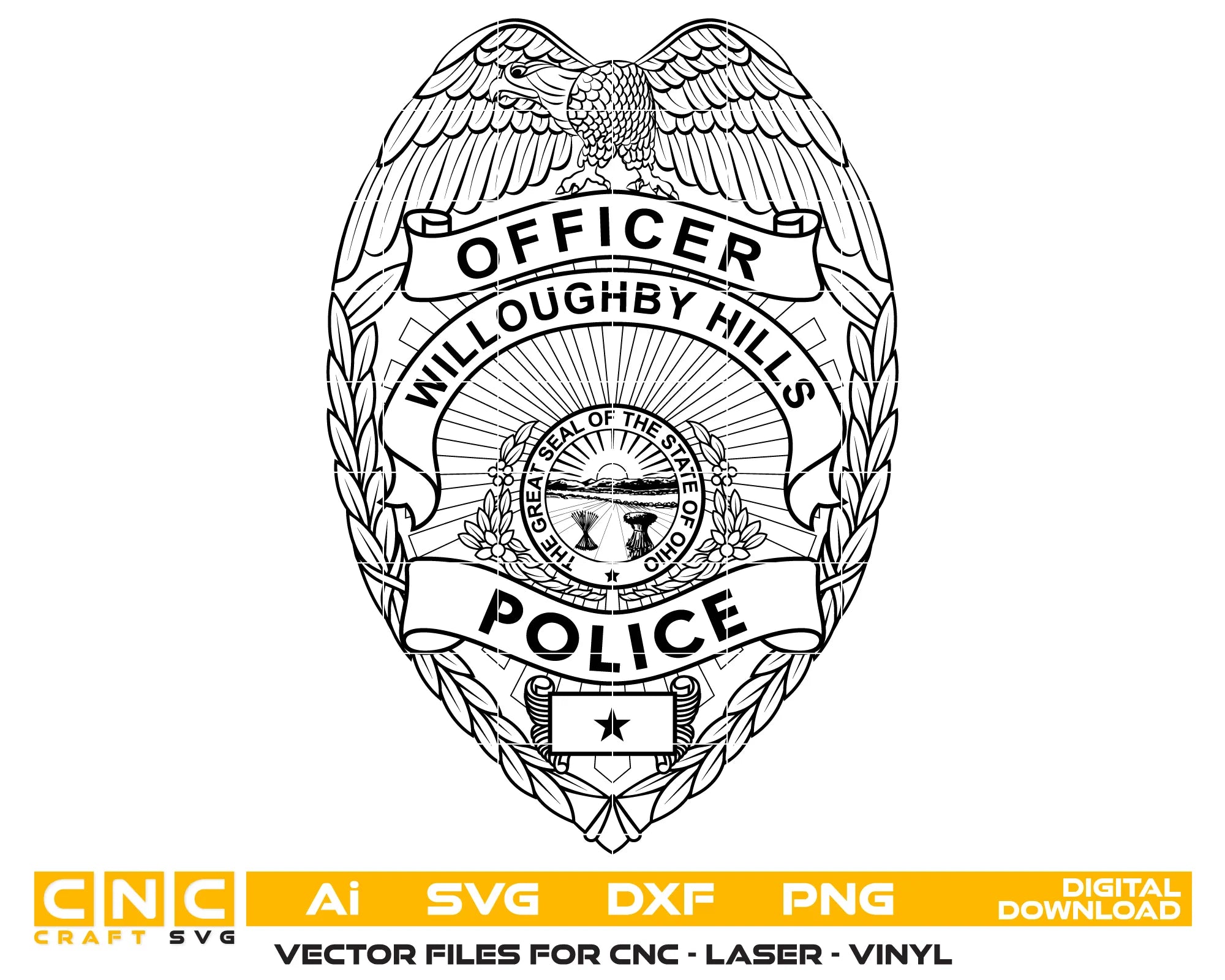 Willoughby Hills Police Officer Badge SVG Ohio Law Enforcement Vector