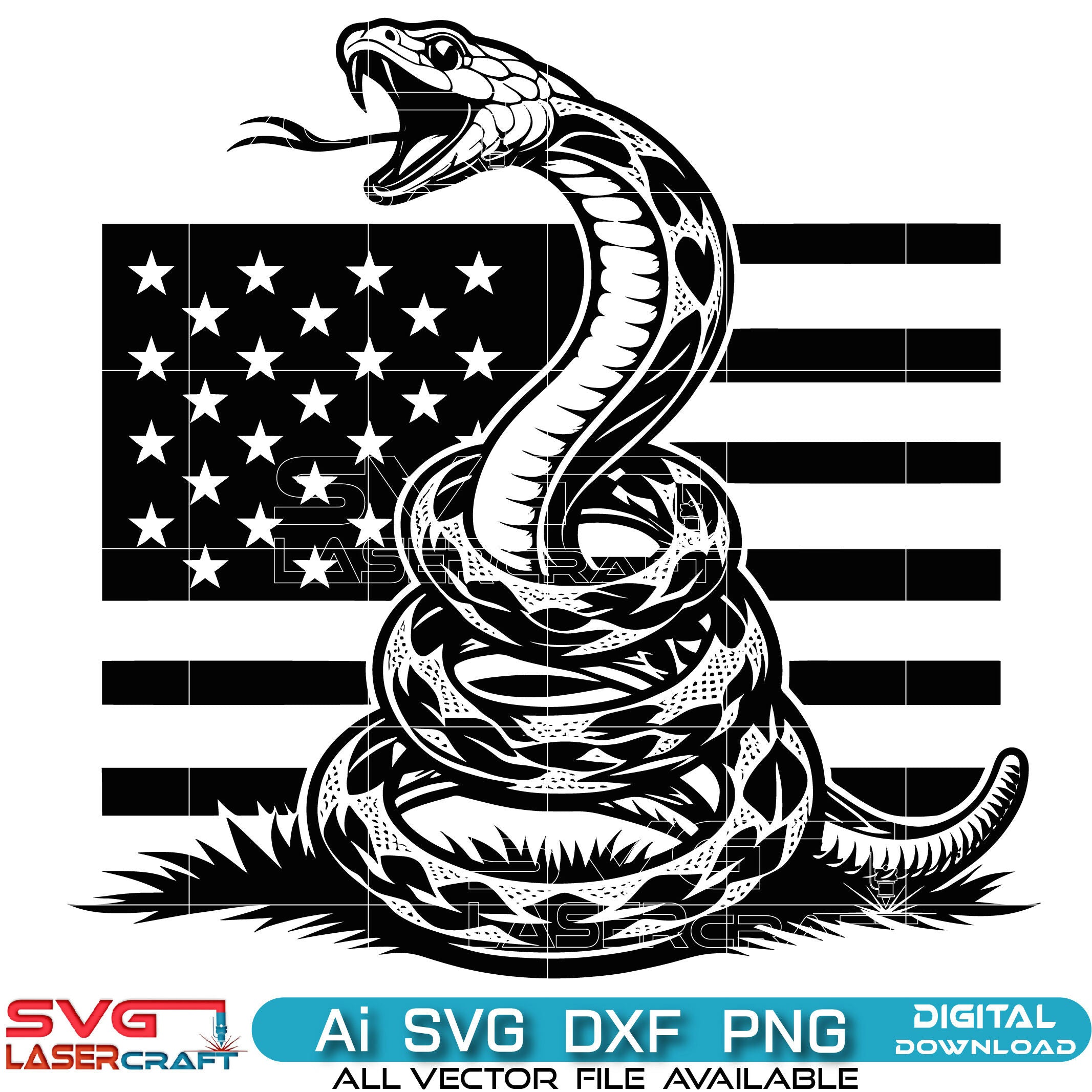 Gadsden Snake And Usa Flag Svg