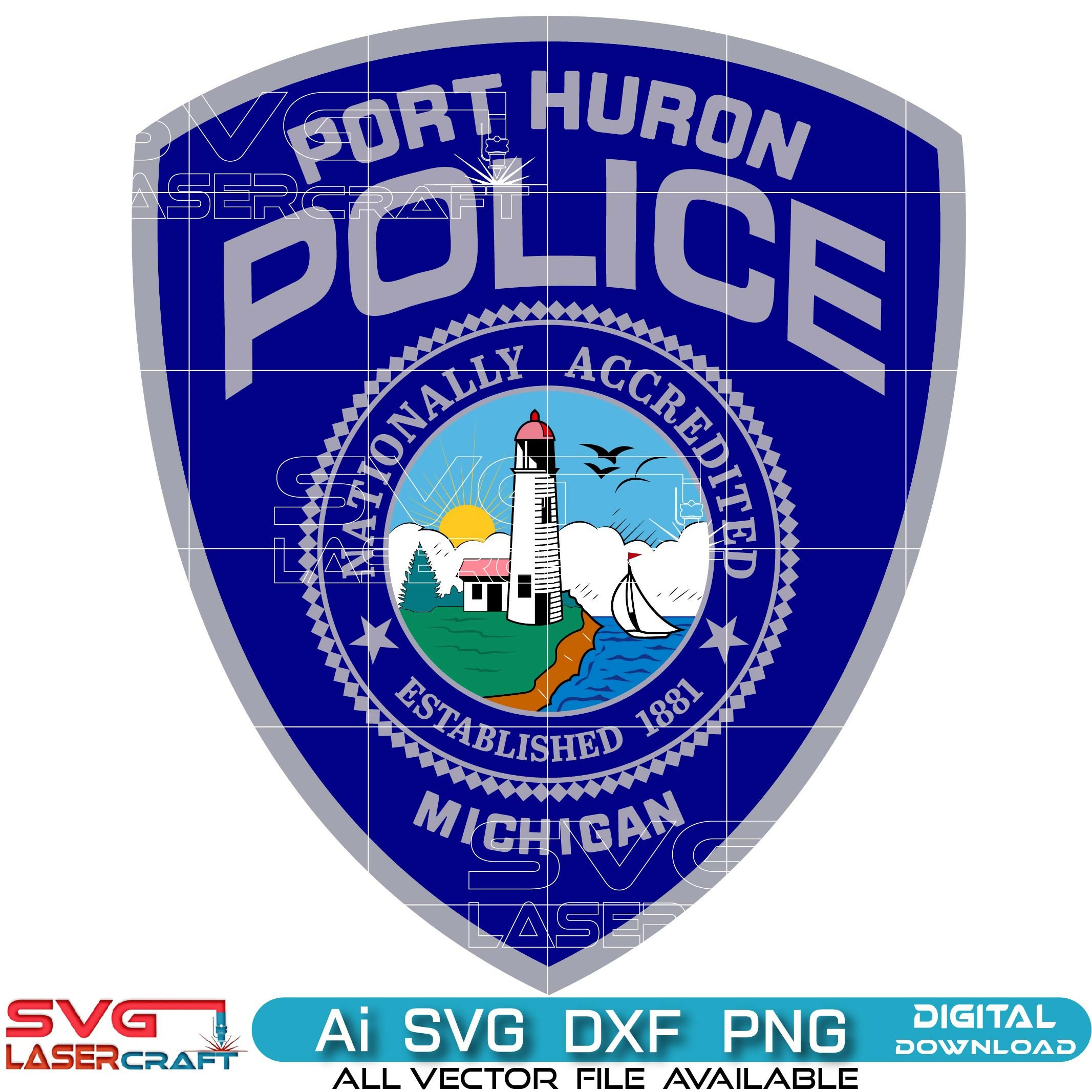 Michigan Port Huron Police Badge Vector art