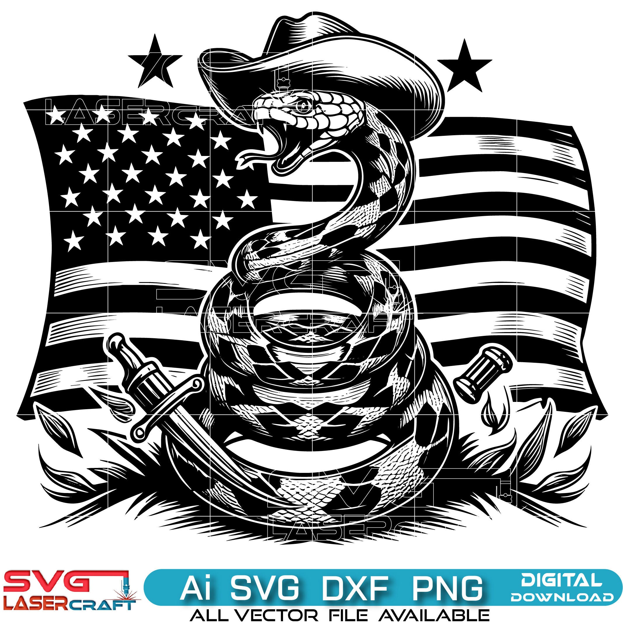 Gadsden Snake And Usa Flag Svg-01