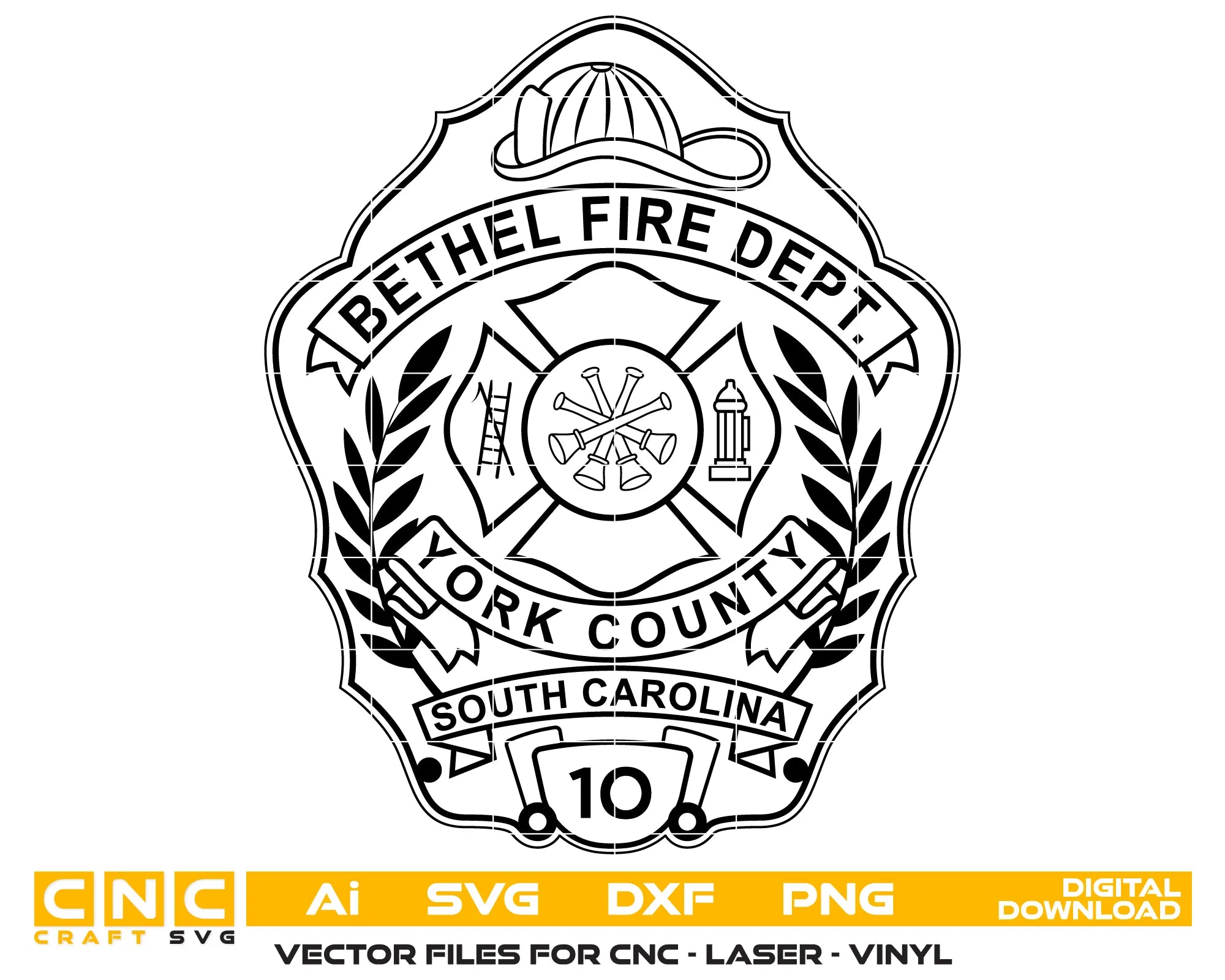York County Bethel Fire Dept Badge SVG South Carolina Firefighter Vector