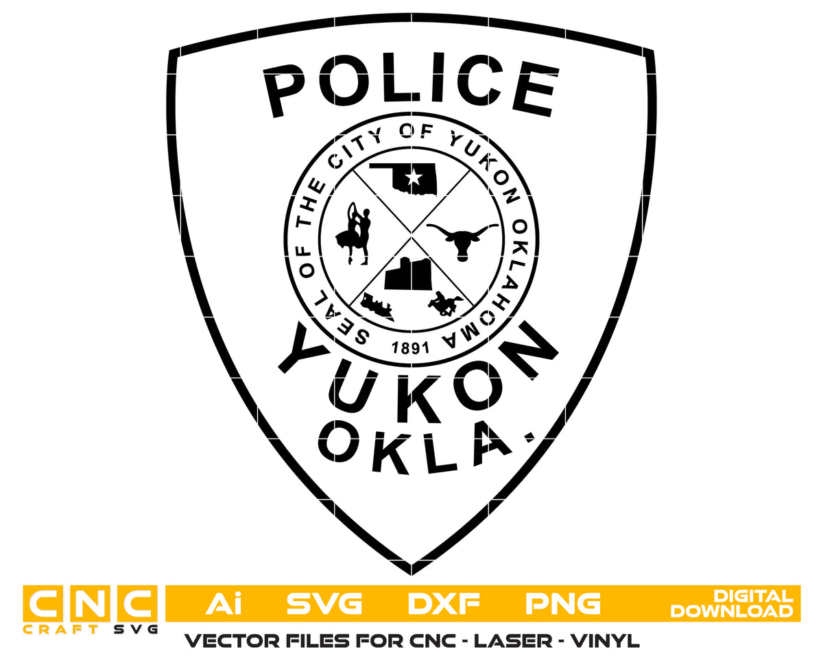 Yukon Police Department Patch Oklahoma SVG Law Enforcement Vector