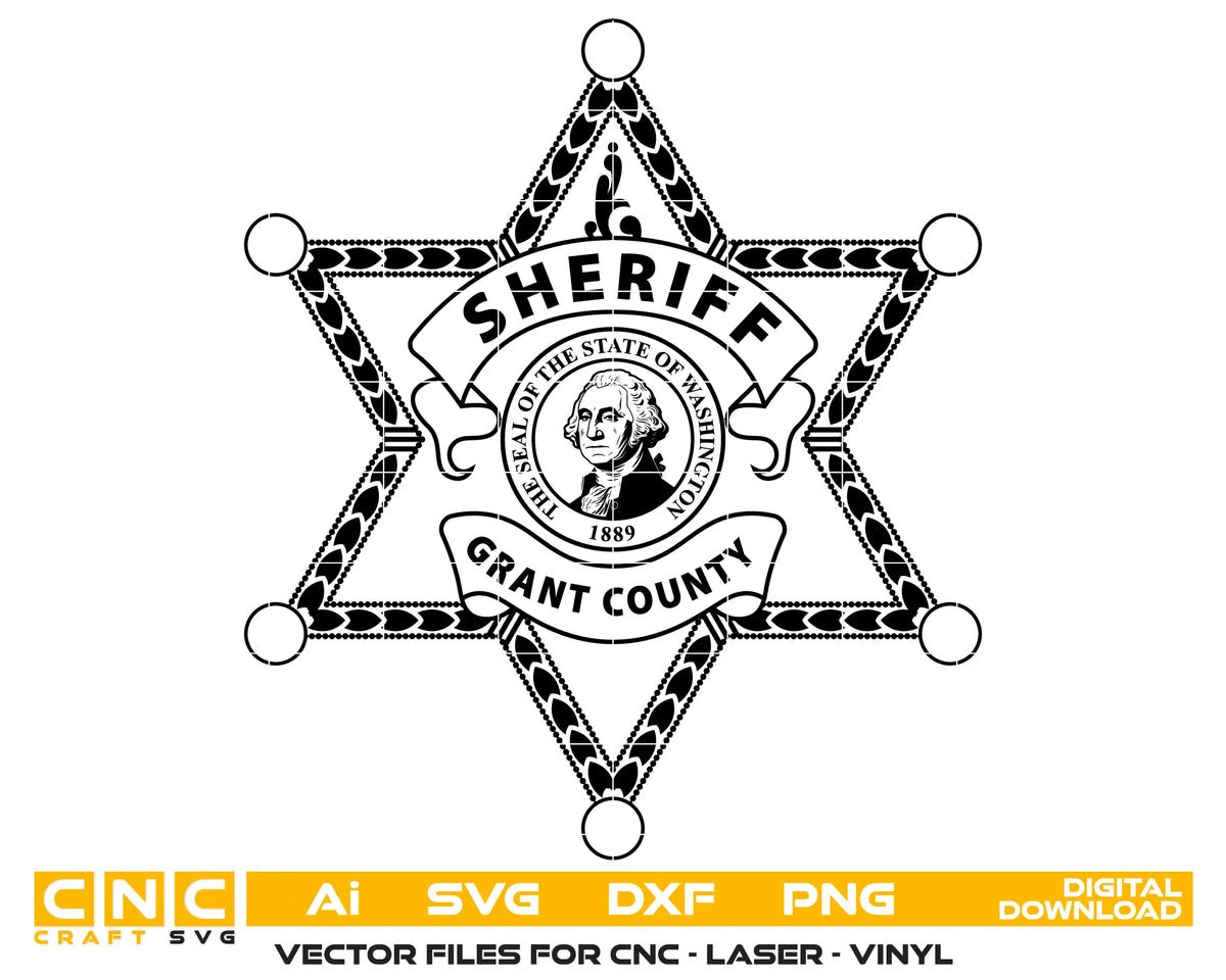 Grant County Sheriff's Office Badge Washington SVG Law Enforcement Vector
