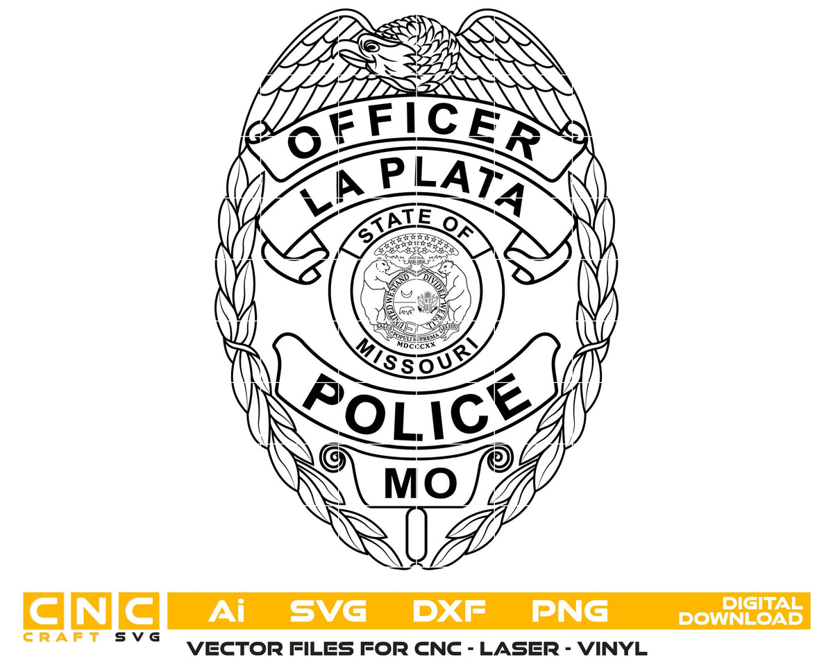 La Plata Missouri Police Officer Badge SVG Law Enforcement Vector