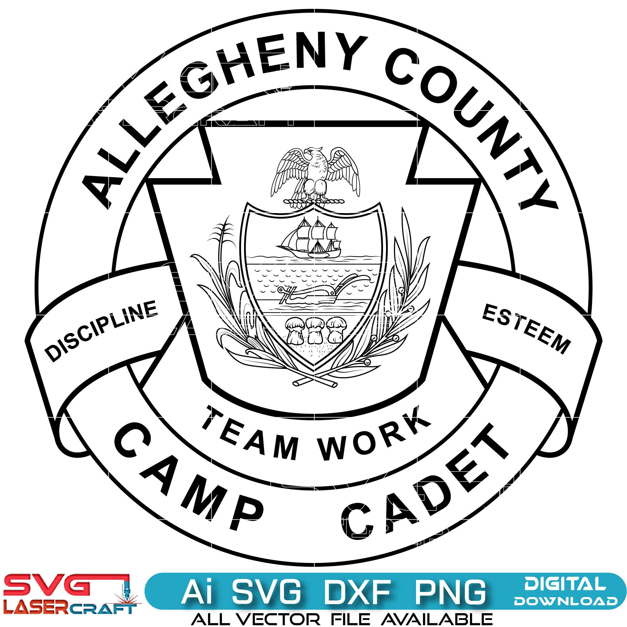 Allegheny County Camp Cadet Badge Vector Art-01