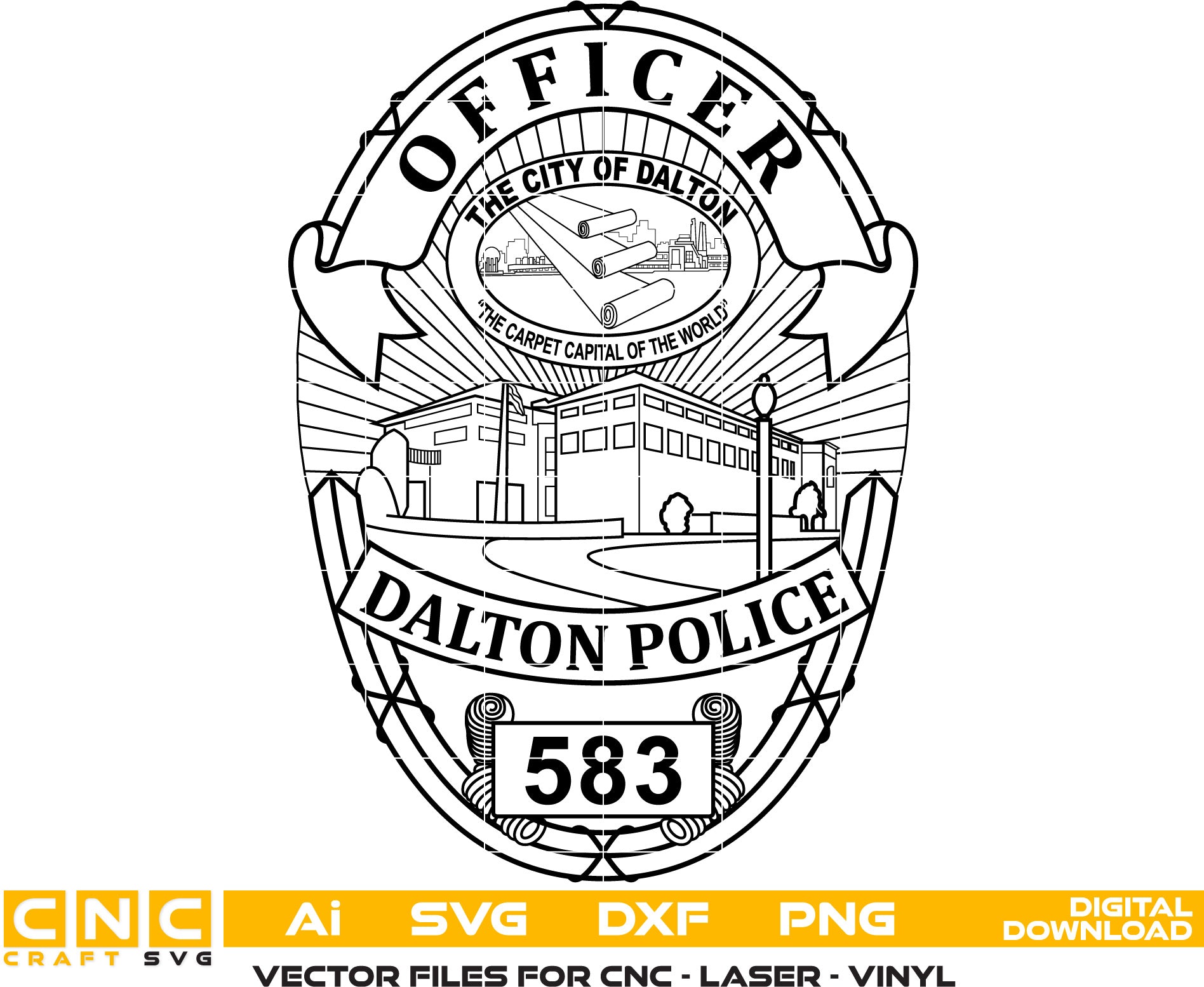 Dalton Police Badge Vector art digital file