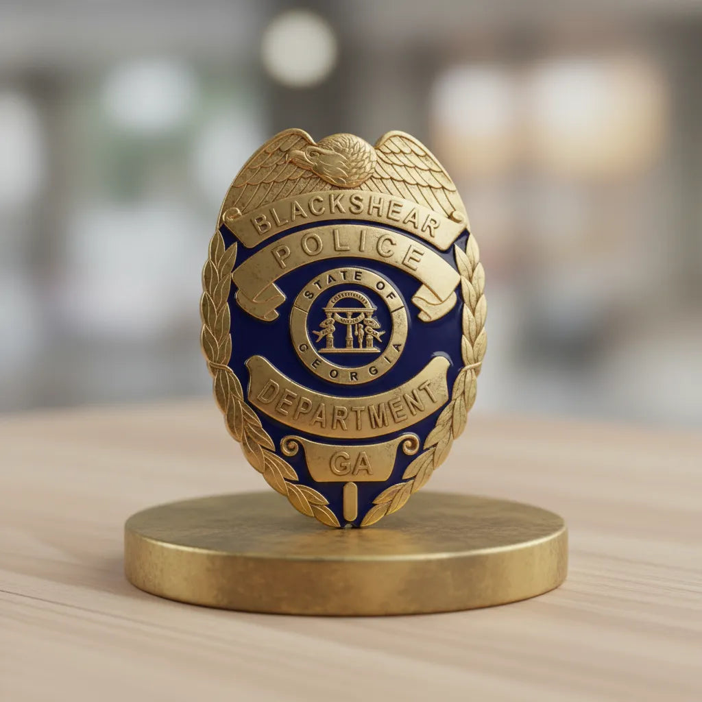 Blackshear Police Badge SVG

Georgia Law Enforcement Vector Design

5-Point Star Police Badge Engraving File

Blackshear GA Police Sign CNC File

State of Georgia Seal Vector for Laser Cutting