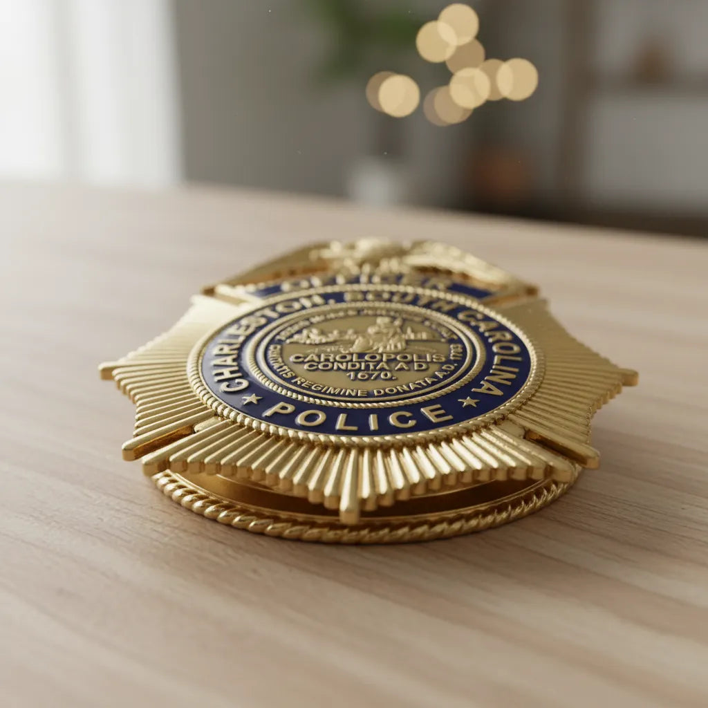 Charleston Police Officer Badge SVG

South Carolina Law Enforcement Vector Design

Eagle Sunburst Police Badge Engraving File

Charleston SC Police Sign CNC File

Historic City Seal Badge Vector for Laser Cutting