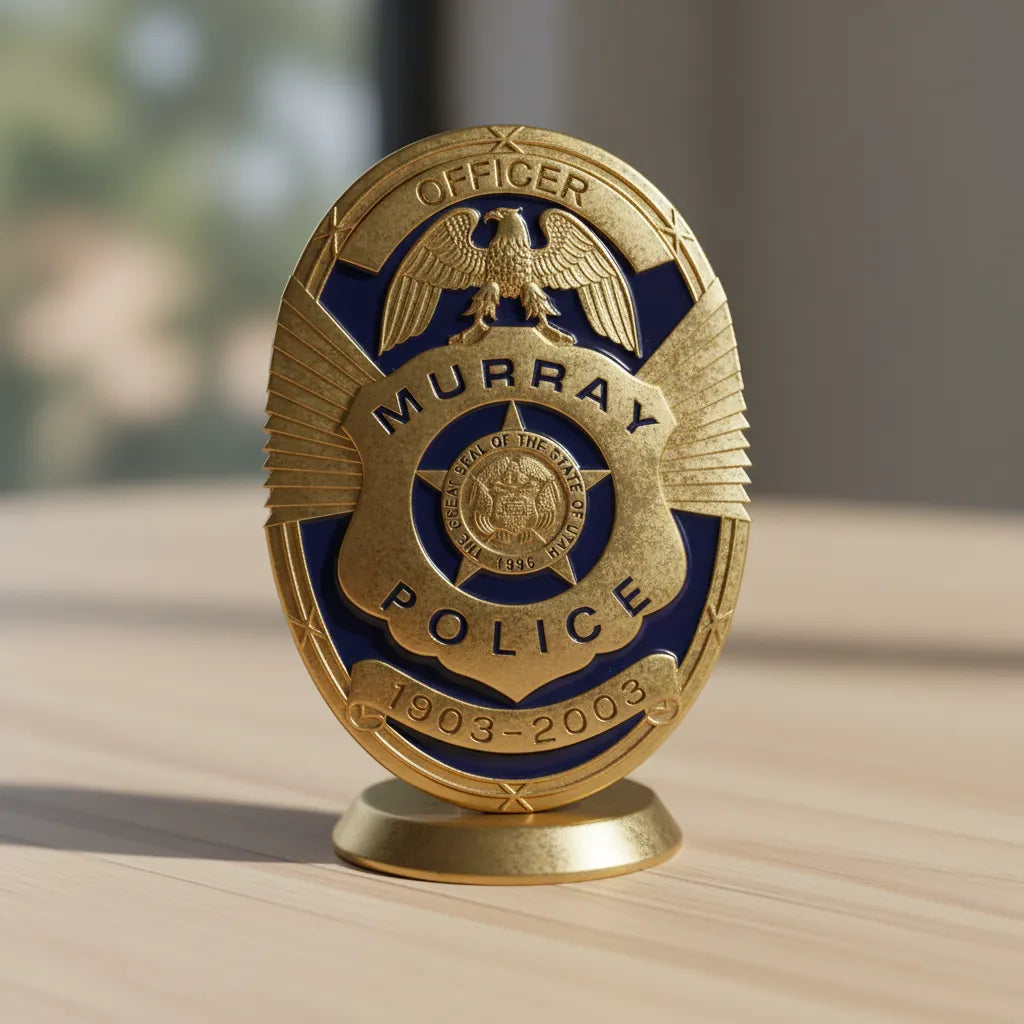 Murray Police Officer Badge SVG

Utah Law Enforcement Vector Design

Police Officer Centennial Badge Engraving File

Murray Utah Sign CNC File

Eagle Oval Badge Vector for Laser Cutting