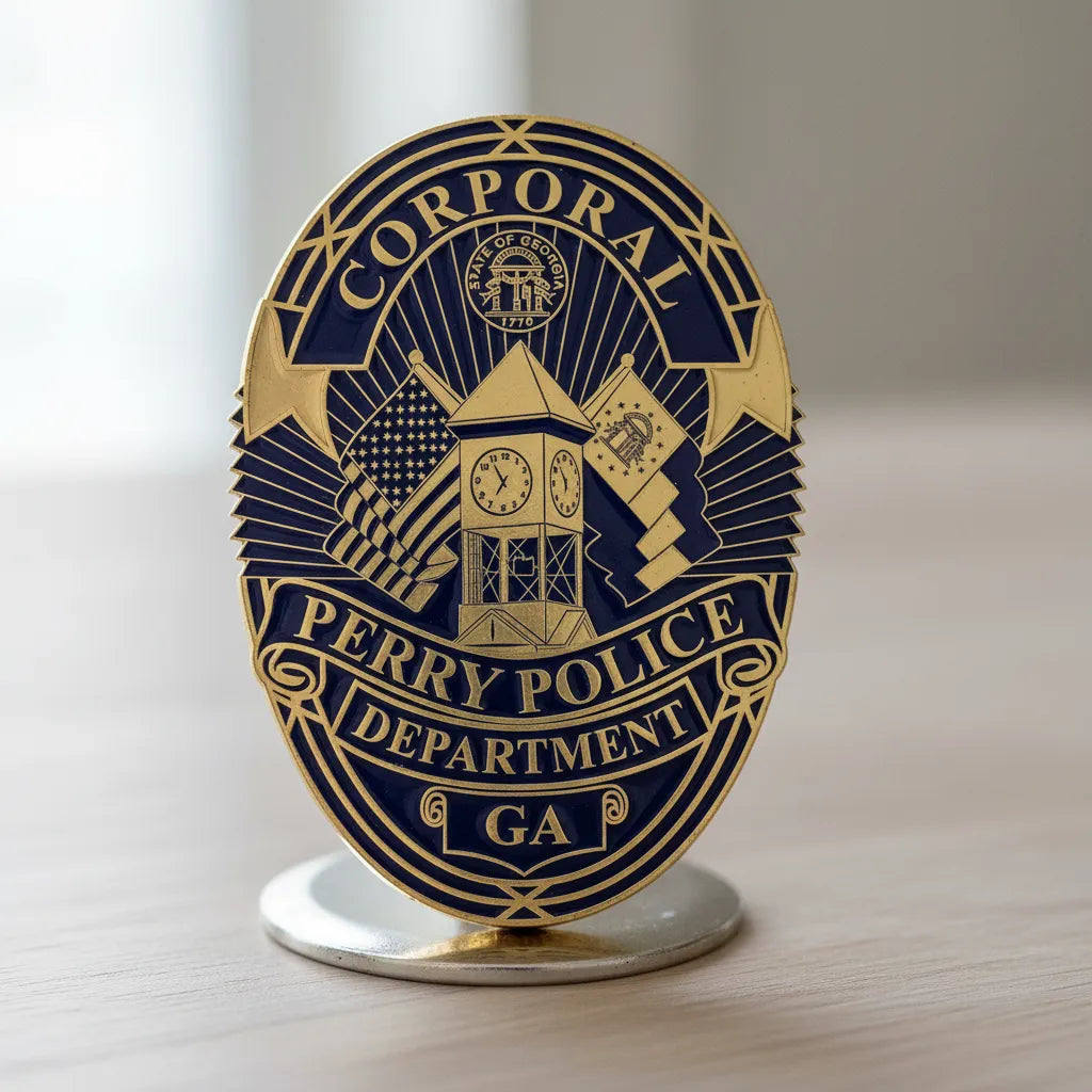 Perry Police Officer Badge SVG

Georgia Law Enforcement Vector Design

Eagle Shield Police Badge Engraving File

Perry GA Police Sign CNC File

State of Georgia Seal Vector for Lasers