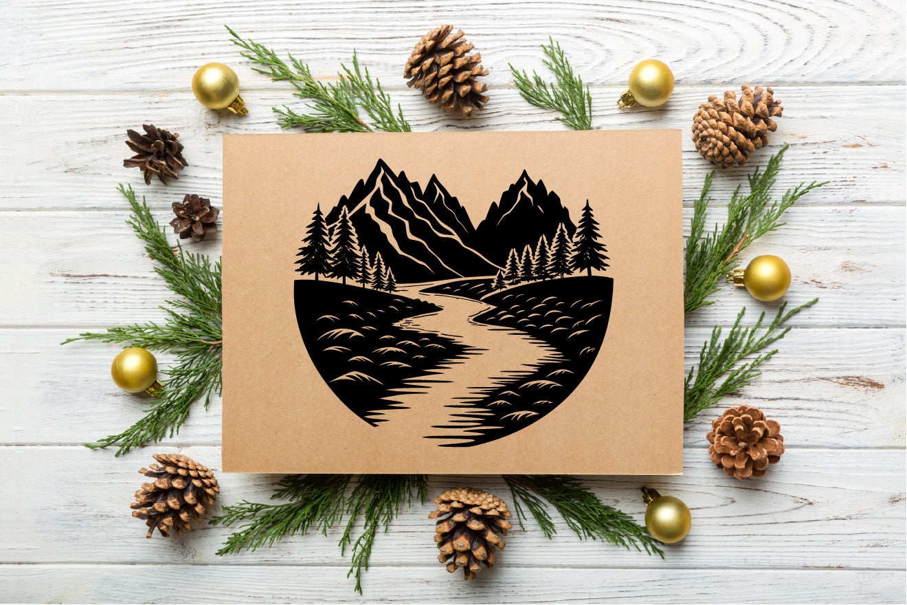 River and Trees Silhouette Illustration