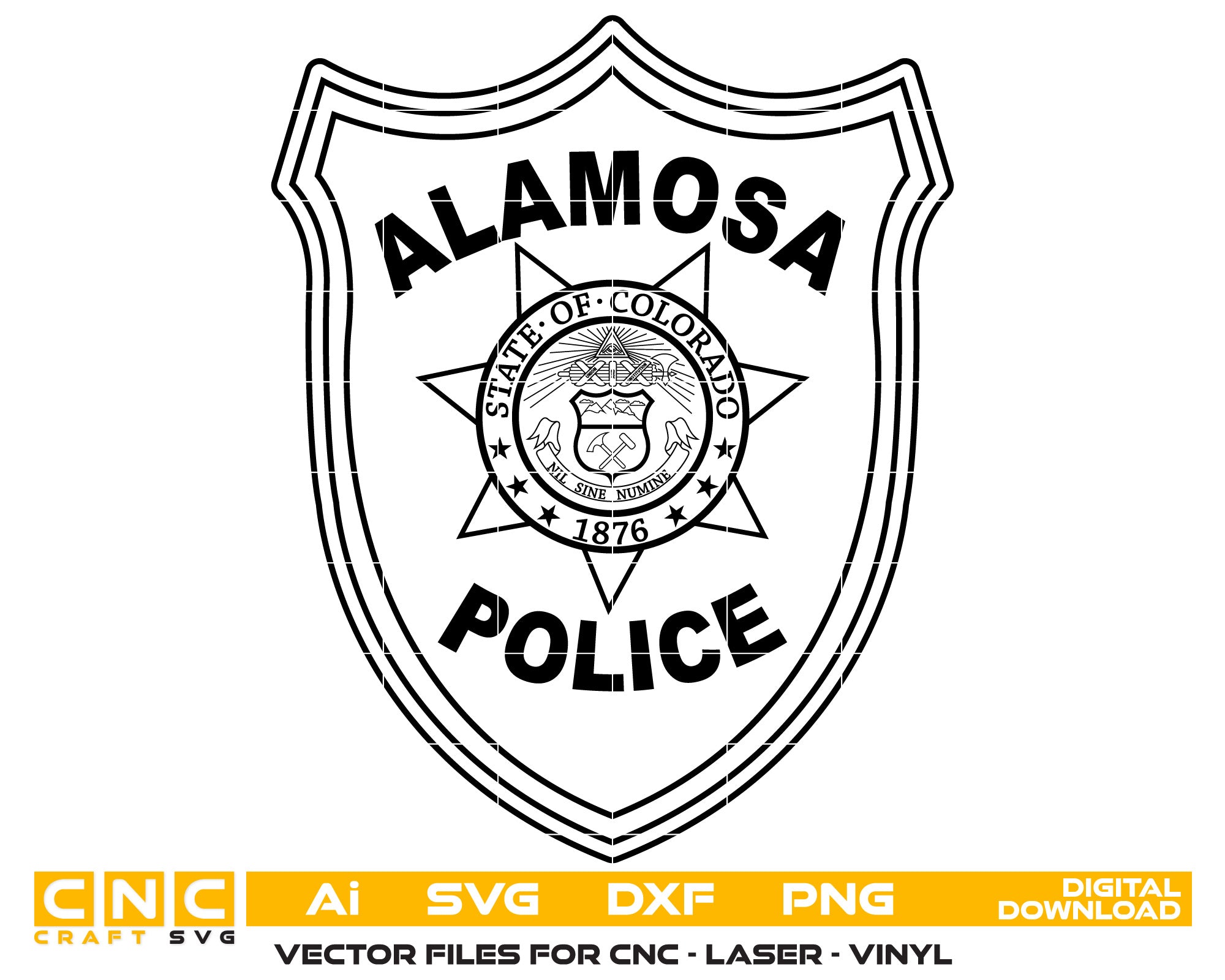 Alamosa Police Badge Vector Art, Ai,SVG, DXF, PNG, Digital Files