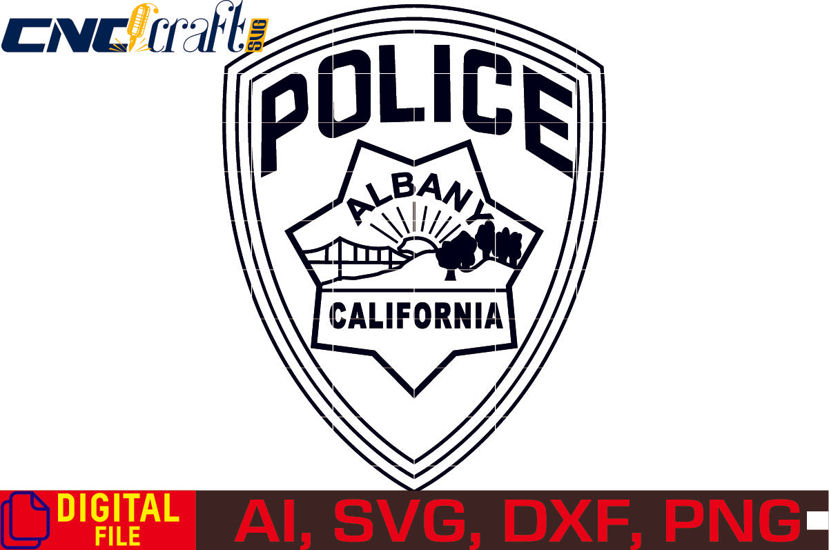 Albany Police Badge vector file for Laser Engraving, Woodworking, CNC Router, Cricut, Ezecad etc.