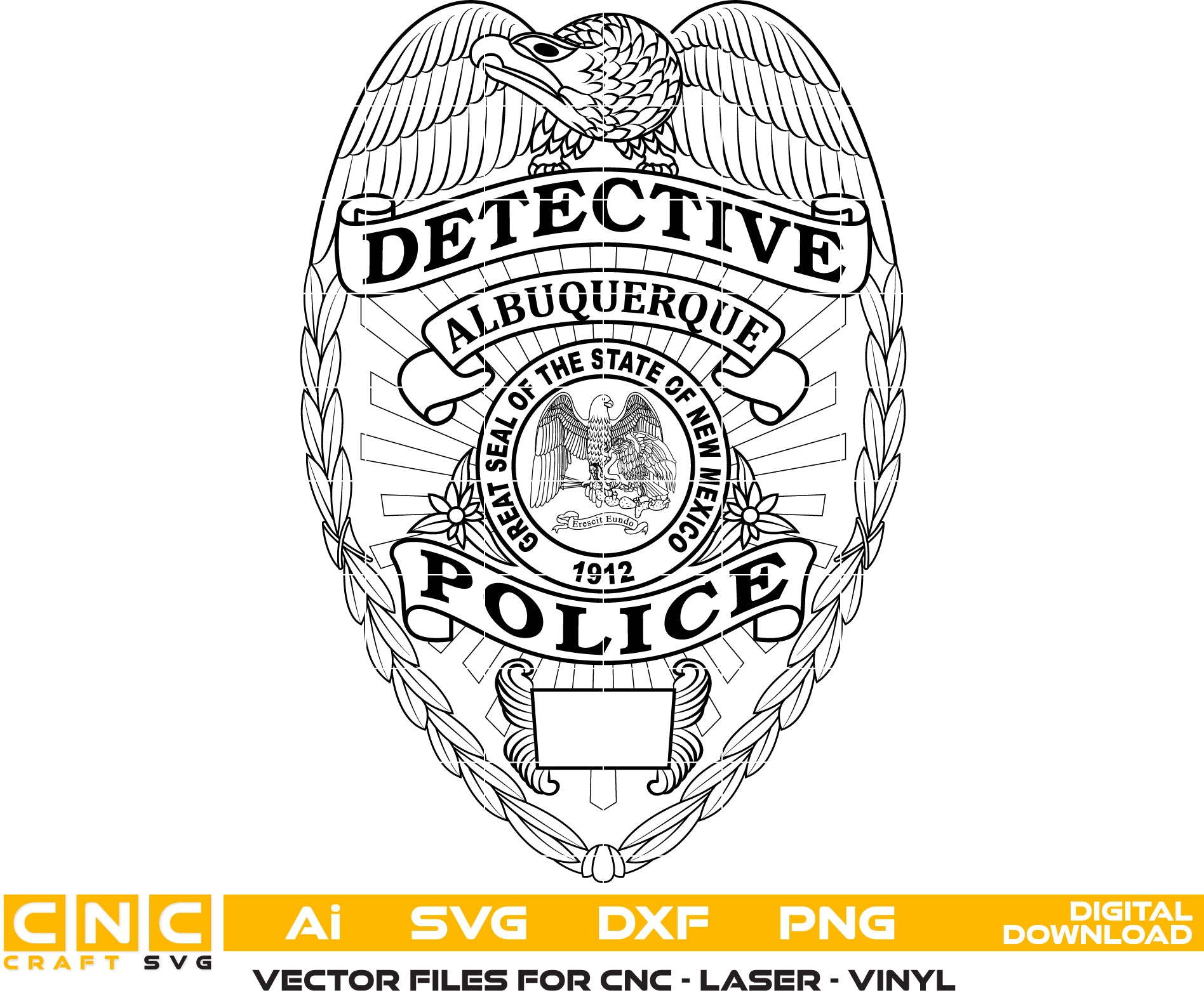 Albuquerque Police Detective Badge, New Mexico Police Badge Vector art Digital file