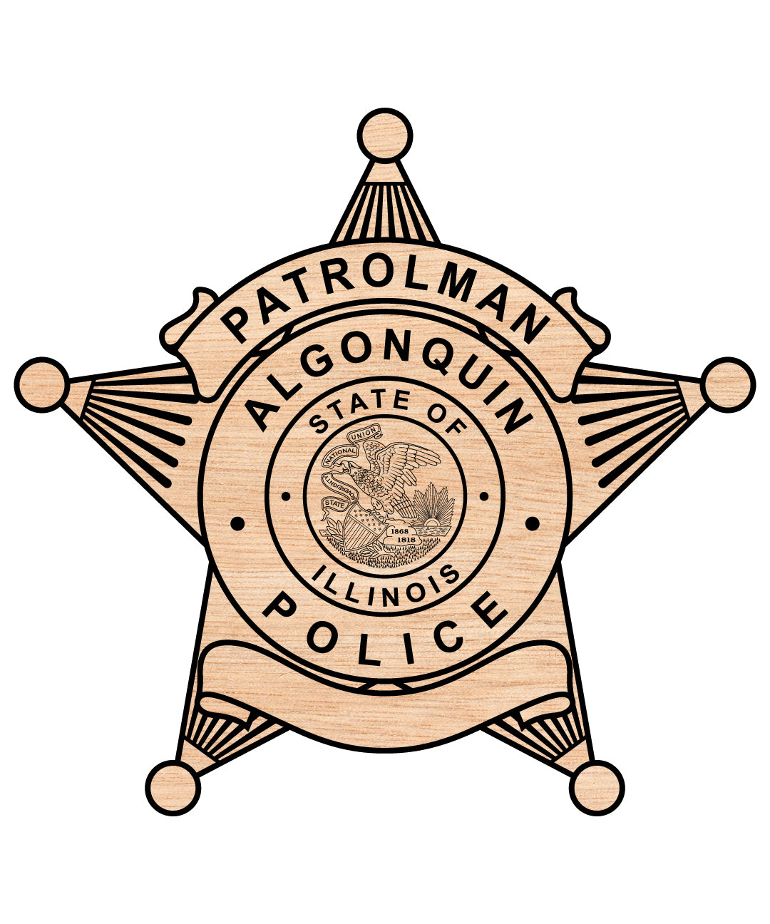 Algonquin Illinois Police Patrolman Badge SVG, Algonquin Police Badge Vector, Illinois Patrolman Emblem SVG, Law Enforcement Badge File, Algonquin PD SVG