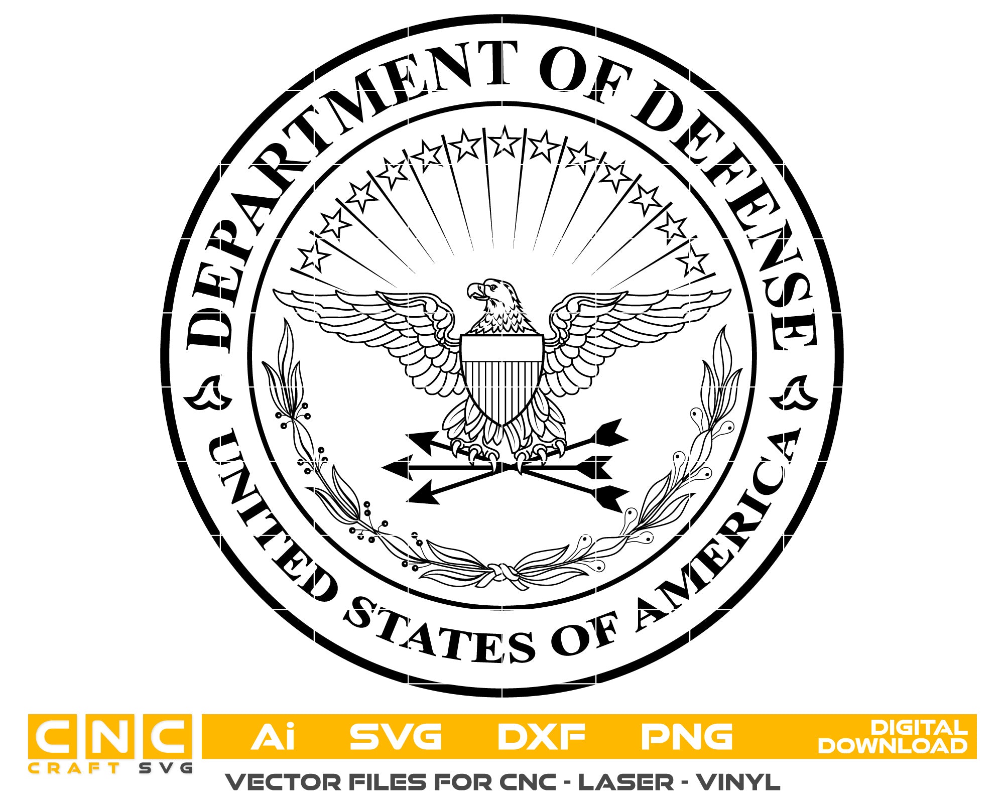 America Department of Defense Logo SVG, US Defense Logo Vector, Military Emblem SVG, Department of Defense Seal Vector, Pentagon Logo SVG Design