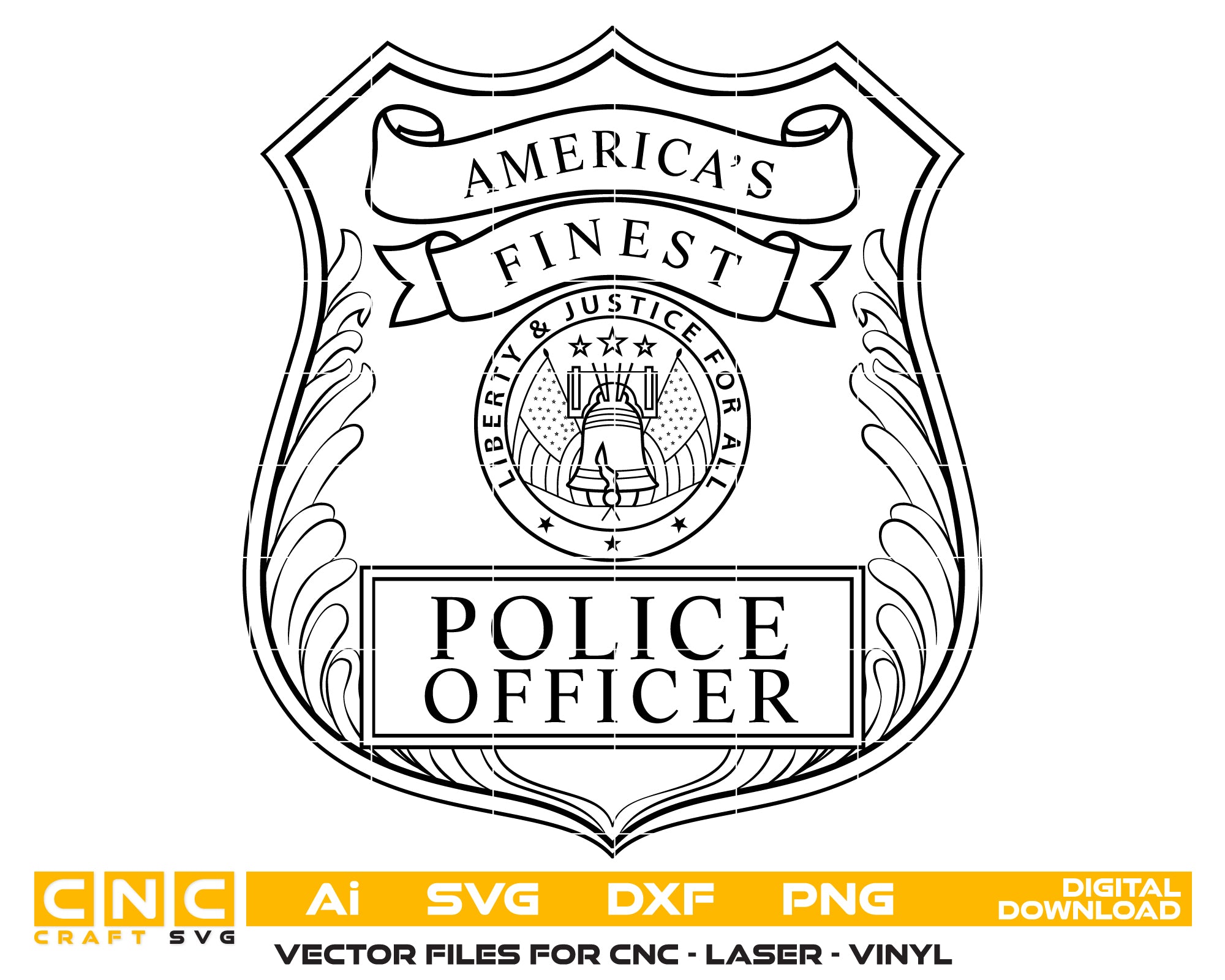 America’s Finest Police Officer Badge SVG, Police Officer Badge Vector, Law Enforcement Badge SVG, Patriotic Police Badge, Police Tribute Badge SVG