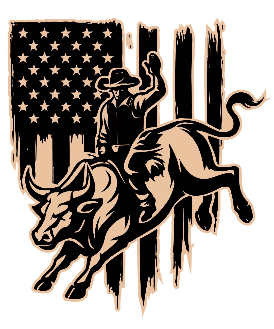 American Flag Rodeo Bull Rider Western Cowboy SVG
