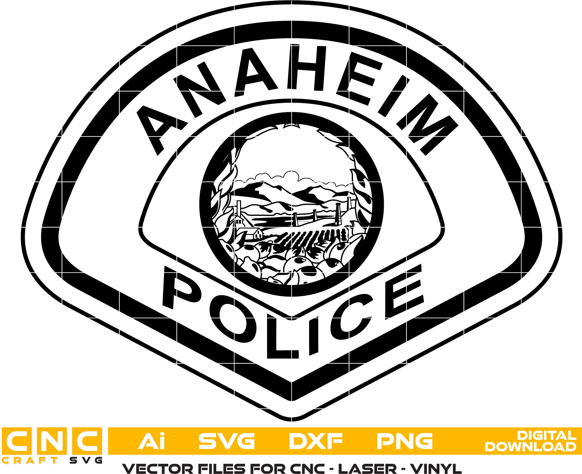 Anaheim Police Badge, Anaheim Police Patch, Anaheim Police seal, Vector art, Digital File