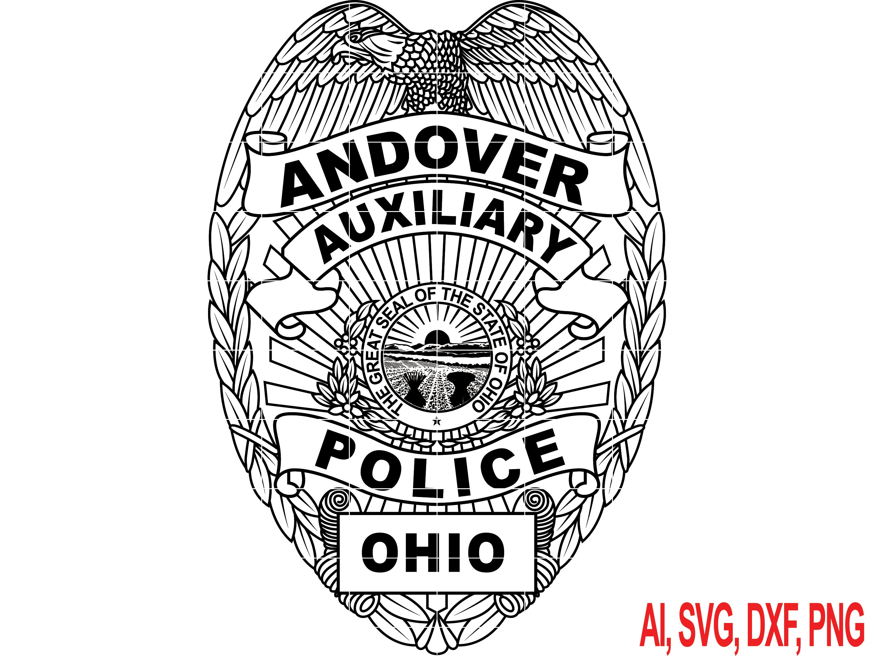 Andover Auxiliary Police Badge Vector art Svg,Dxf,Jpg,Png & Ai files for Engraving and Printing