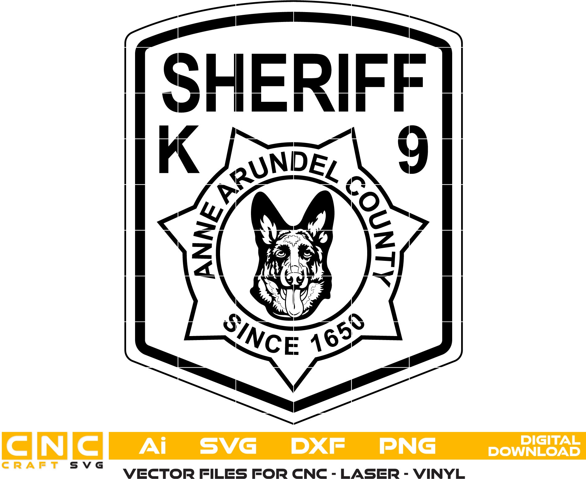 Anne Arundel County Sheriff K 9 Badge, Sheriff Badge Vector art, Digital File