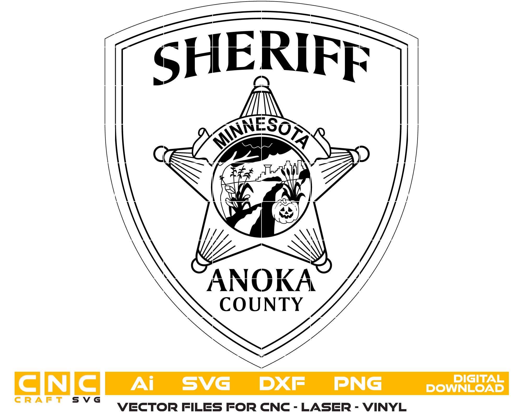 Anoka  County Sheriff Badge Vector Art, Ai,SVG, DXF, PNG, Digital Files