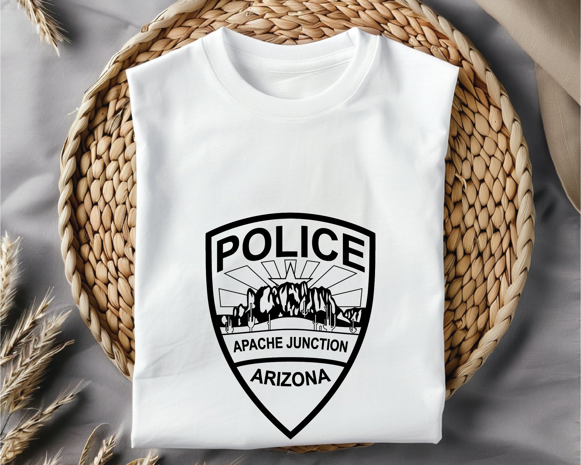 Apache Junction Police Logo SVG, Arizona Police Emblem Vector, Apache Junction Law Enforcement Logo, Police Department SVG Design, AJPD Badge Vector