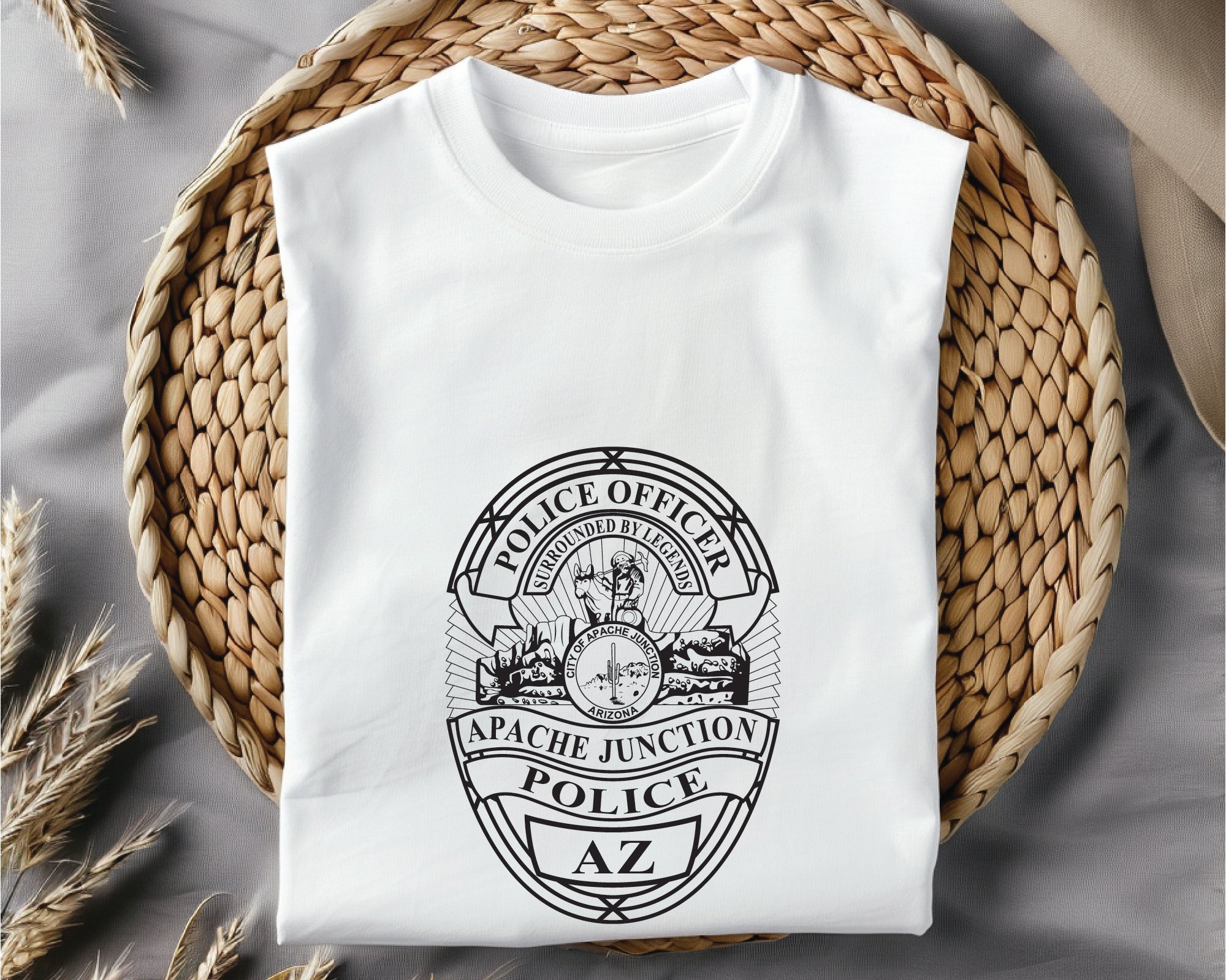 Apache Junction Police Officer Badge SVG, Arizona Police Badge Vector, Apache Junction PD Officer Emblem, Police Badge SVG Design, AJPD Badge Logo