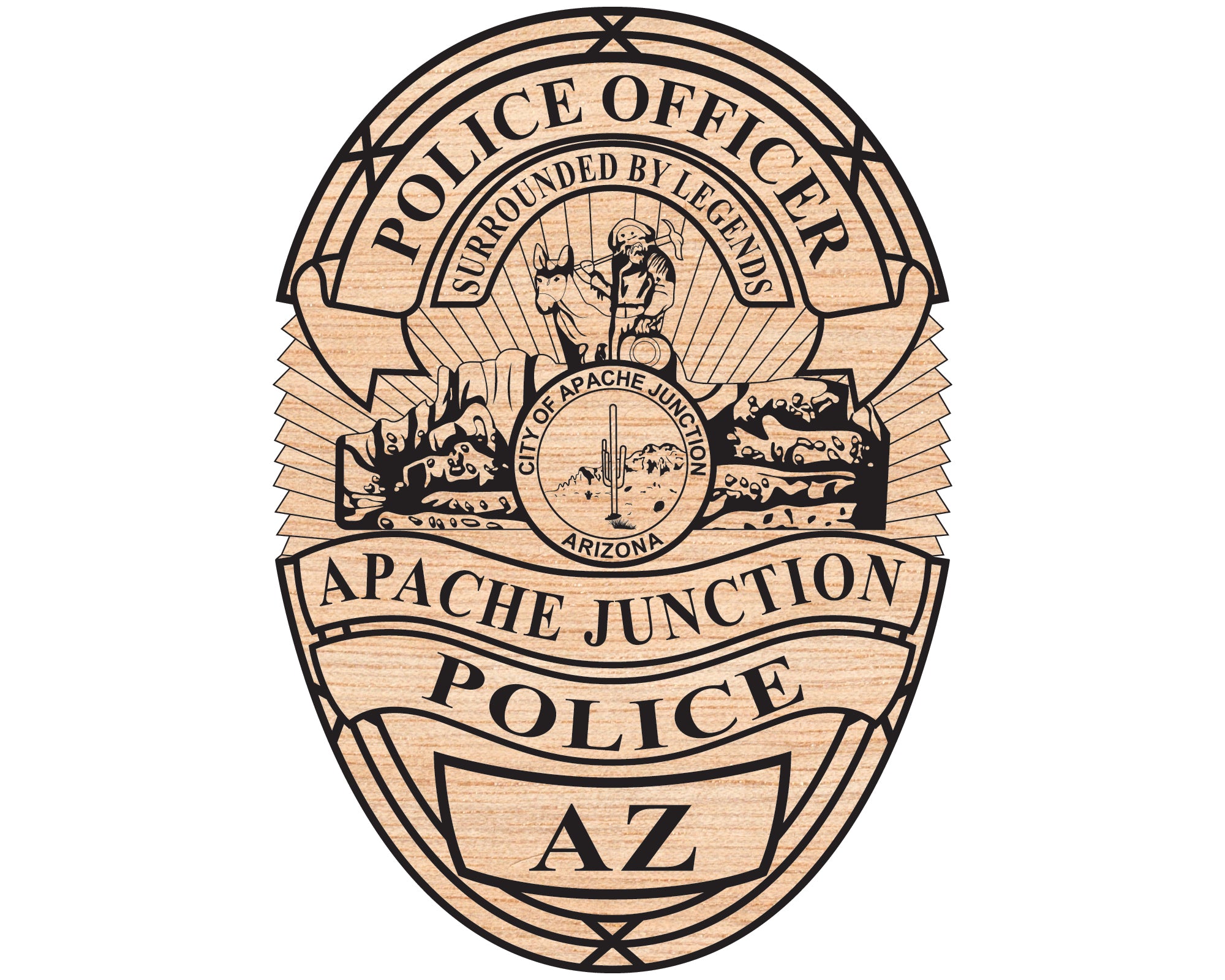 Apache Junction Police Officer Badge SVG, Arizona Police Badge Vector, Apache Junction PD Officer Emblem, Police Badge SVG Design, AJPD Badge Logo