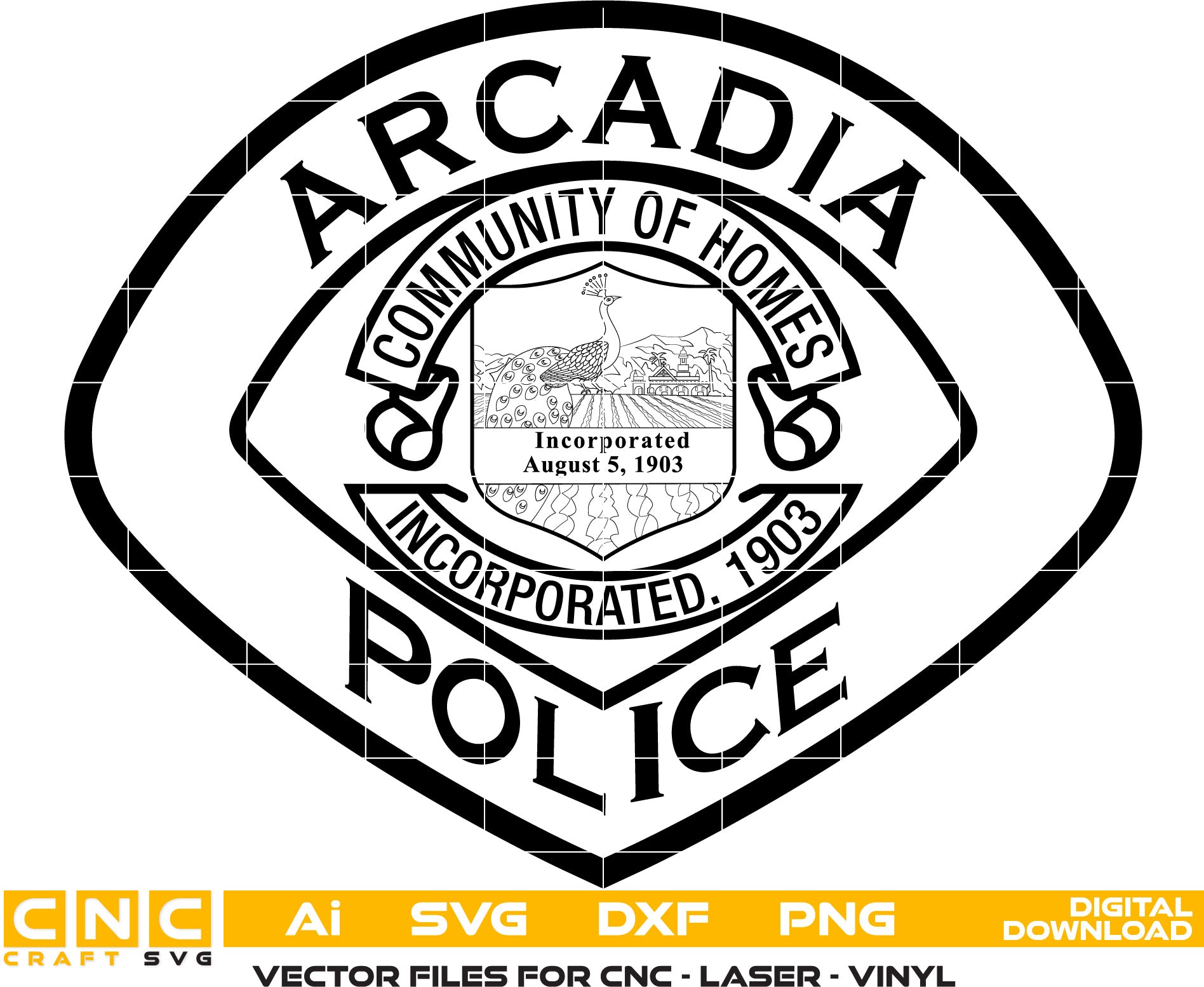 Arcadia Police Badge Police logo, vector Art, Police svg